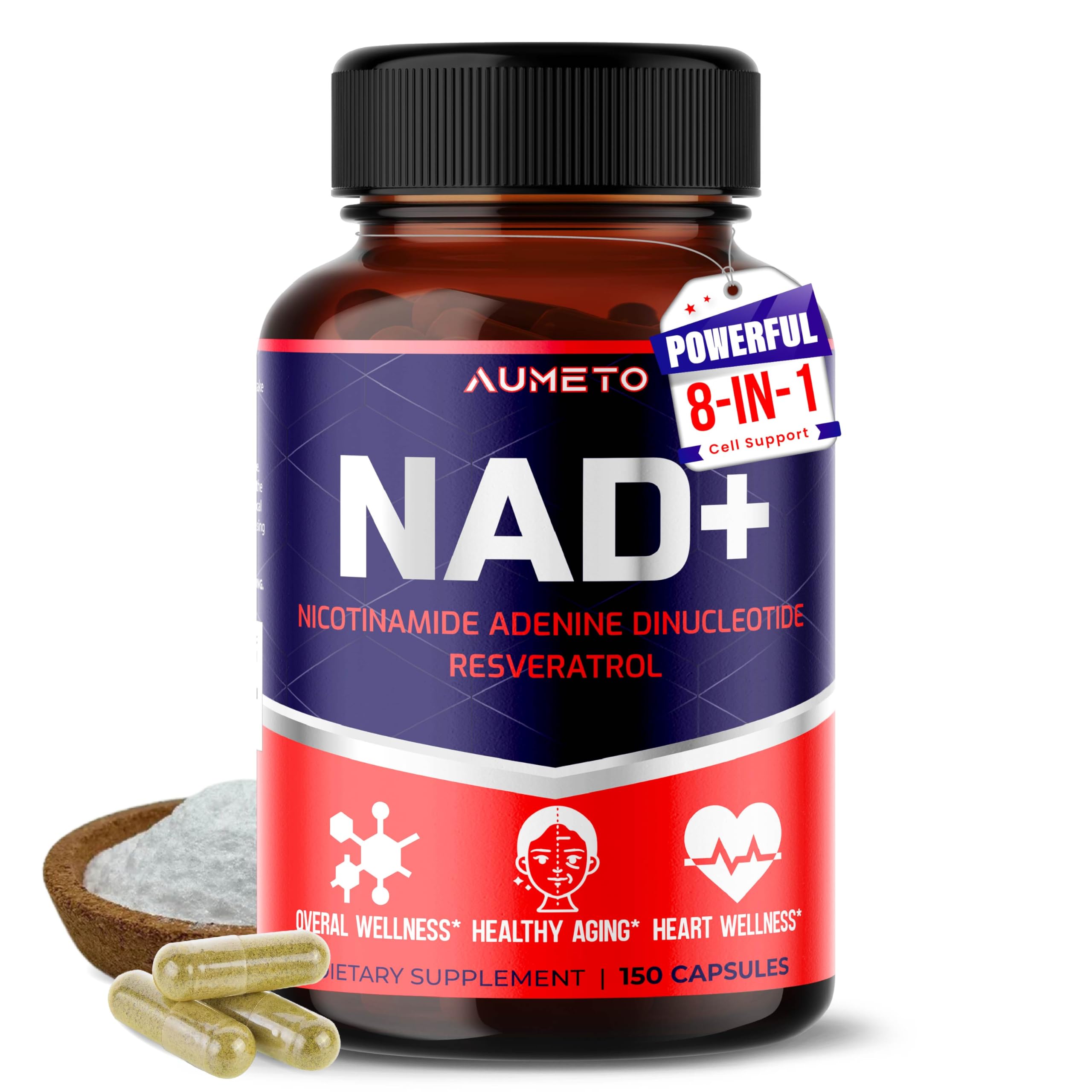 NAD+ 350mg with Trans-Resveratrol, Quercetin & Rhodiola – Cellular Energy, Healthy Aging & Heart Wellness – 90 Capsules – Non-GMO, Made in USANAD+ 350mg with Trans-Resveratrol, Quercetin &a…