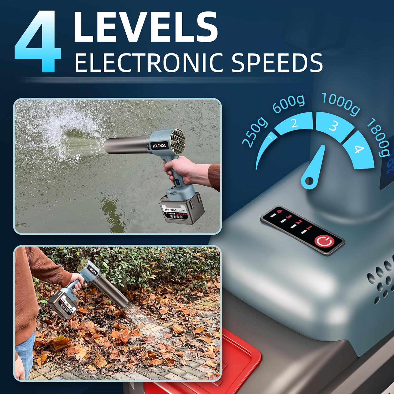 Handheld Cordless Lightweight Powerful Car Dryer Air Blower with 1800G & 335MPH Powerful, Air Duster Electric Leaf Blower Cleaning Dryer Turbo for Patio Cleaning, Lawn Care and Car Drying