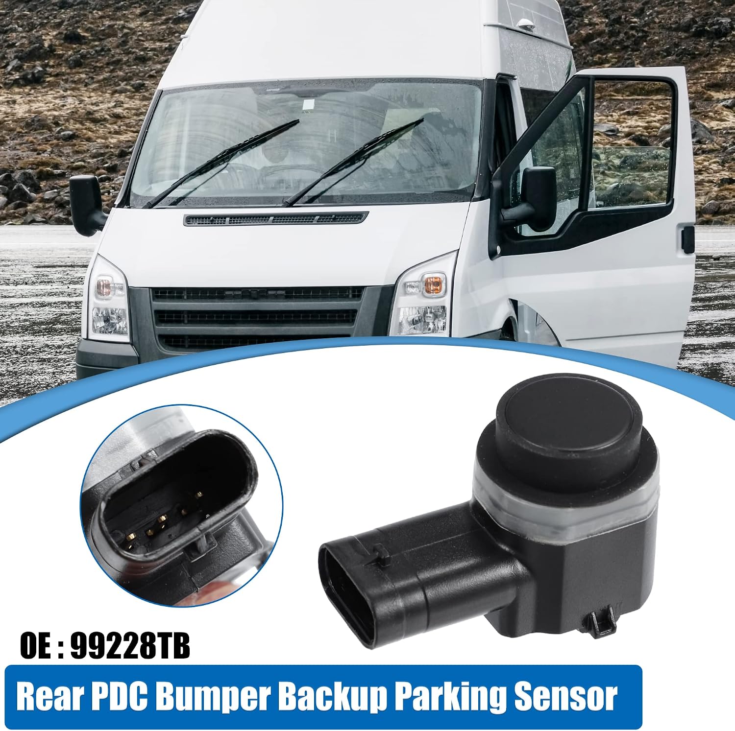 X AUTOHAUX 4pcs Rear PDC Bumper Backup Parking Sensor for Transit T150 2015-2019 99228TB