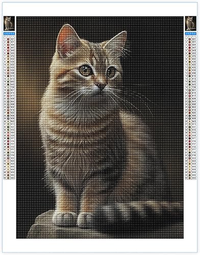 Miniatura 10 de Kits de pintura de diamantes para adultos, gato naranja redondo taladro completo 5D diamantes gemas arte arte kits de decoración del hogar y