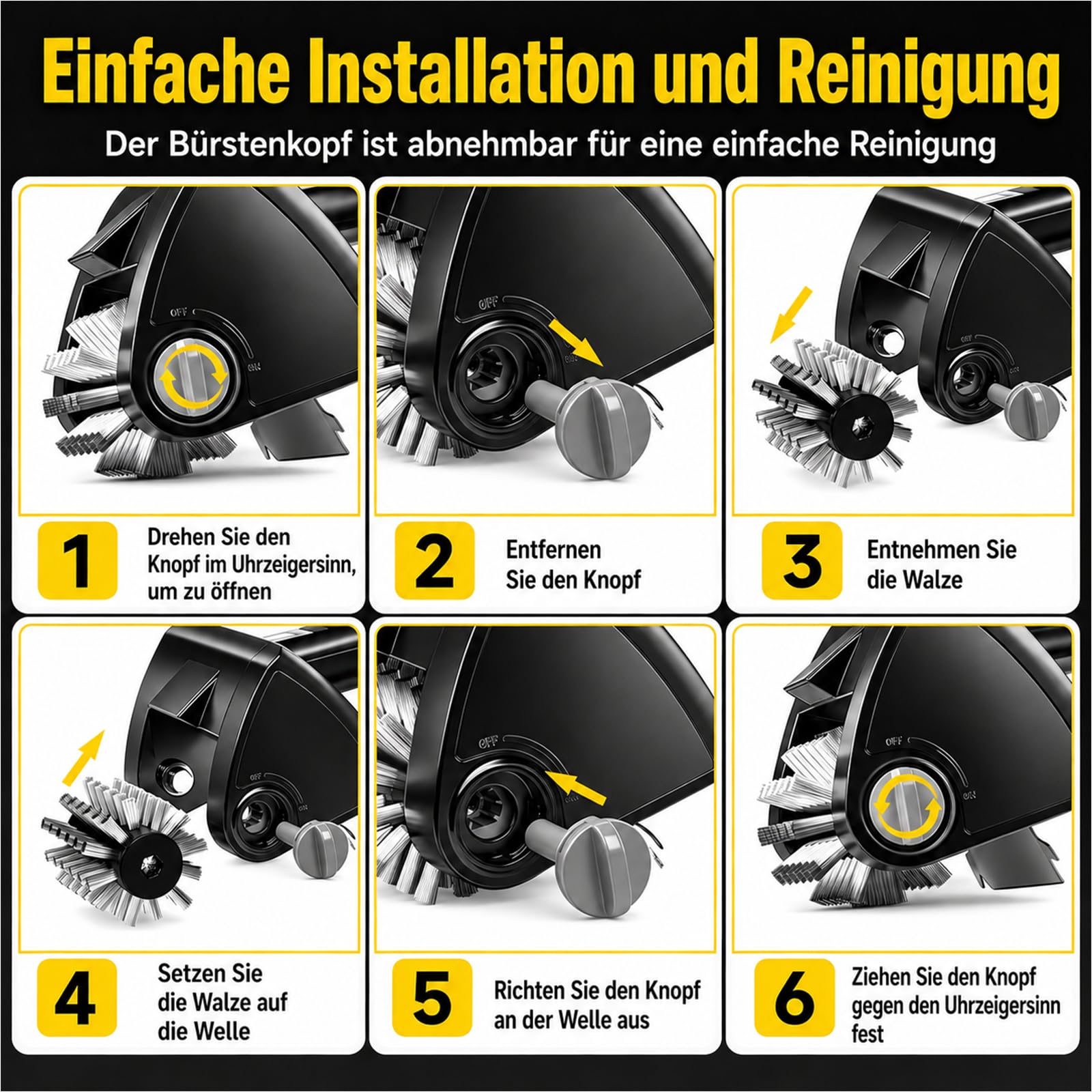 Elektrische Grillbürste für Grill, kabelloser BBQ Reiniger mit Akku | Wiederaufladbare Grill Reinigungsbürste mit starkem Motor, langem Griff für Gasgrill, Holzkohlegrill und Grillroste