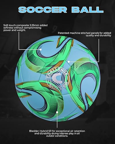 Miniatura 6 de American Challenge Kreis - Balón de fútbol  Tamaños 5, 4 y 3  Balón de fútbol de entrenamiento para jóvenes y adultos para práctica, juegos y campos