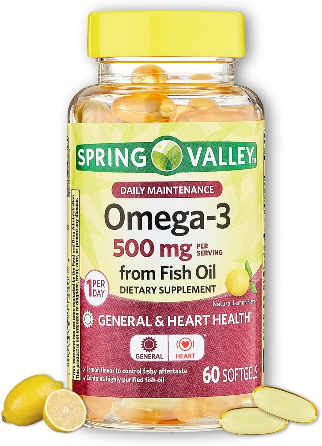 Omega 3 500mg- Fish Oil Softgels, 60 Count (Pack of 1)