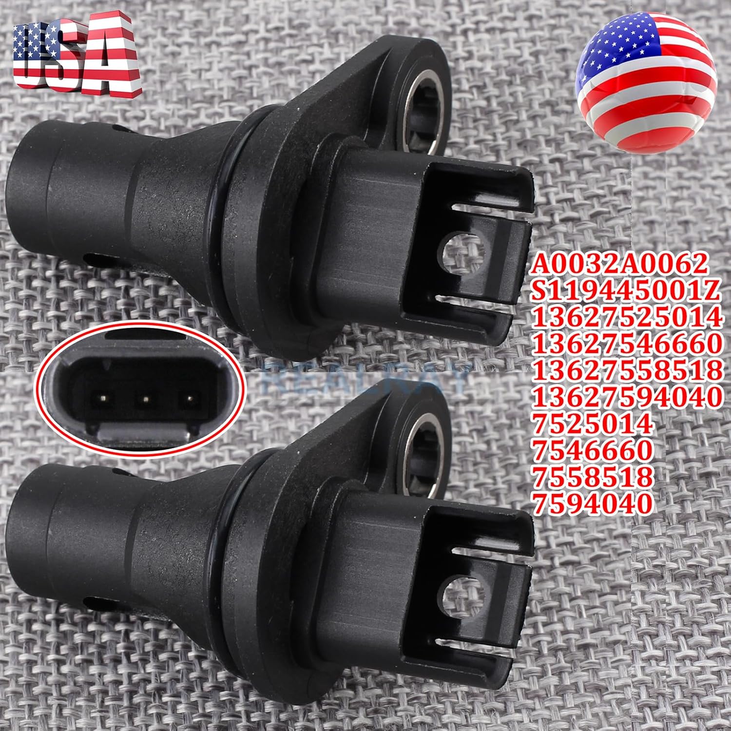Replacement Auto Parts for 2pcs VDO Engine Camshaft Position Sensor S119445001Z 13627525014 for BMWMod-R36R-12564