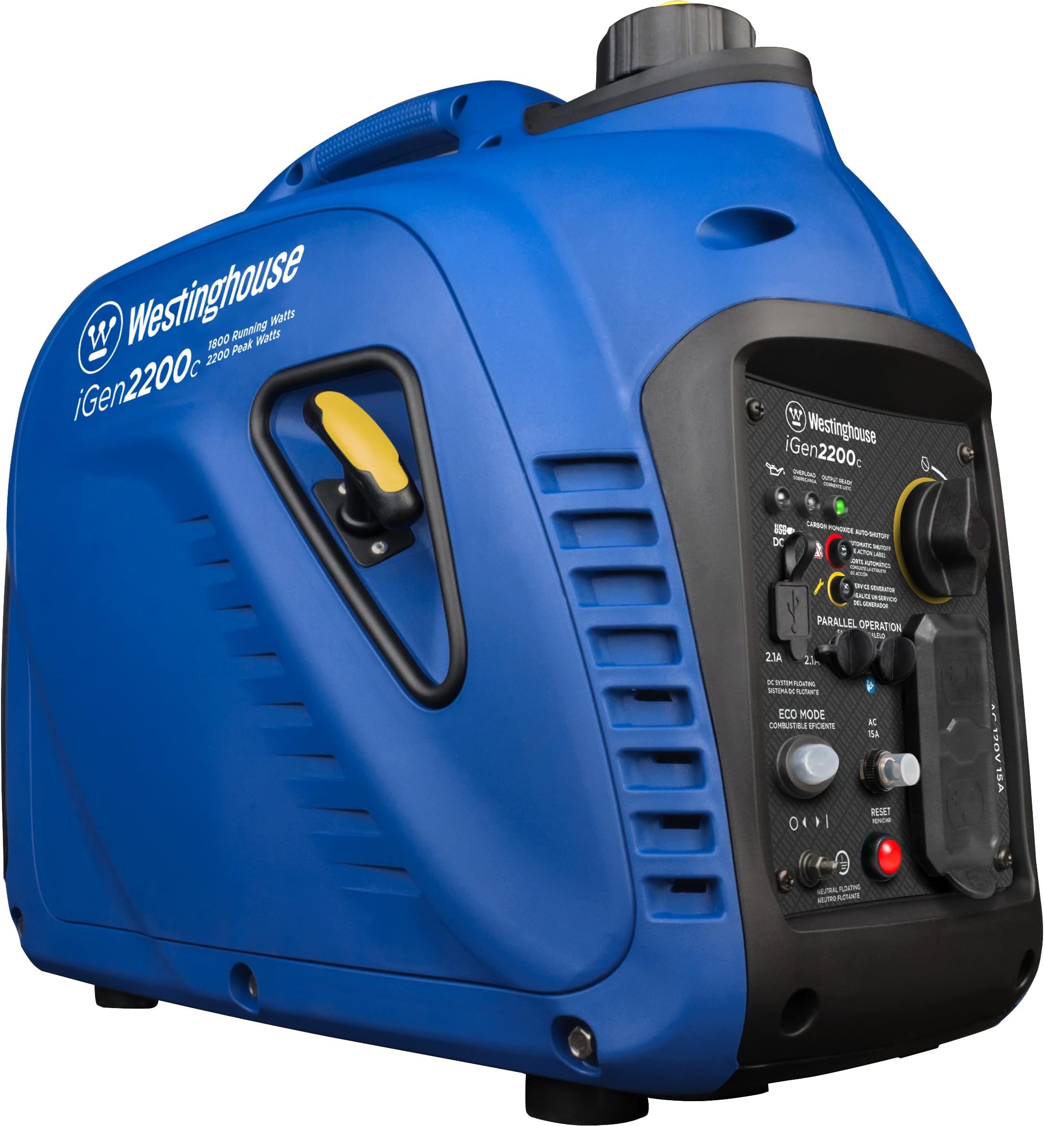 Westinghouse 2200 Peak Watt Super Quiet & Lightweight Portable Inverter Generator, Gas Powered, CO Sensor, Parallel Capable, Long Run Time