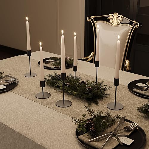 Miniatura 3 de Juego de 6 portavelas cónicos negros para candelabros, candelabros decorativos para mesa o mantel central, boda, comedor, fiesta, decoración