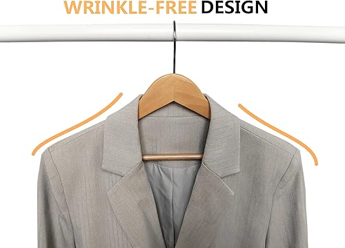 Miniatura 5 de Amber Home Perchas de madera natural de 15 pulgadas para mujer, paquete de 20 perchas de ropa para adolescentes para camisa, chaqueta, perchas de