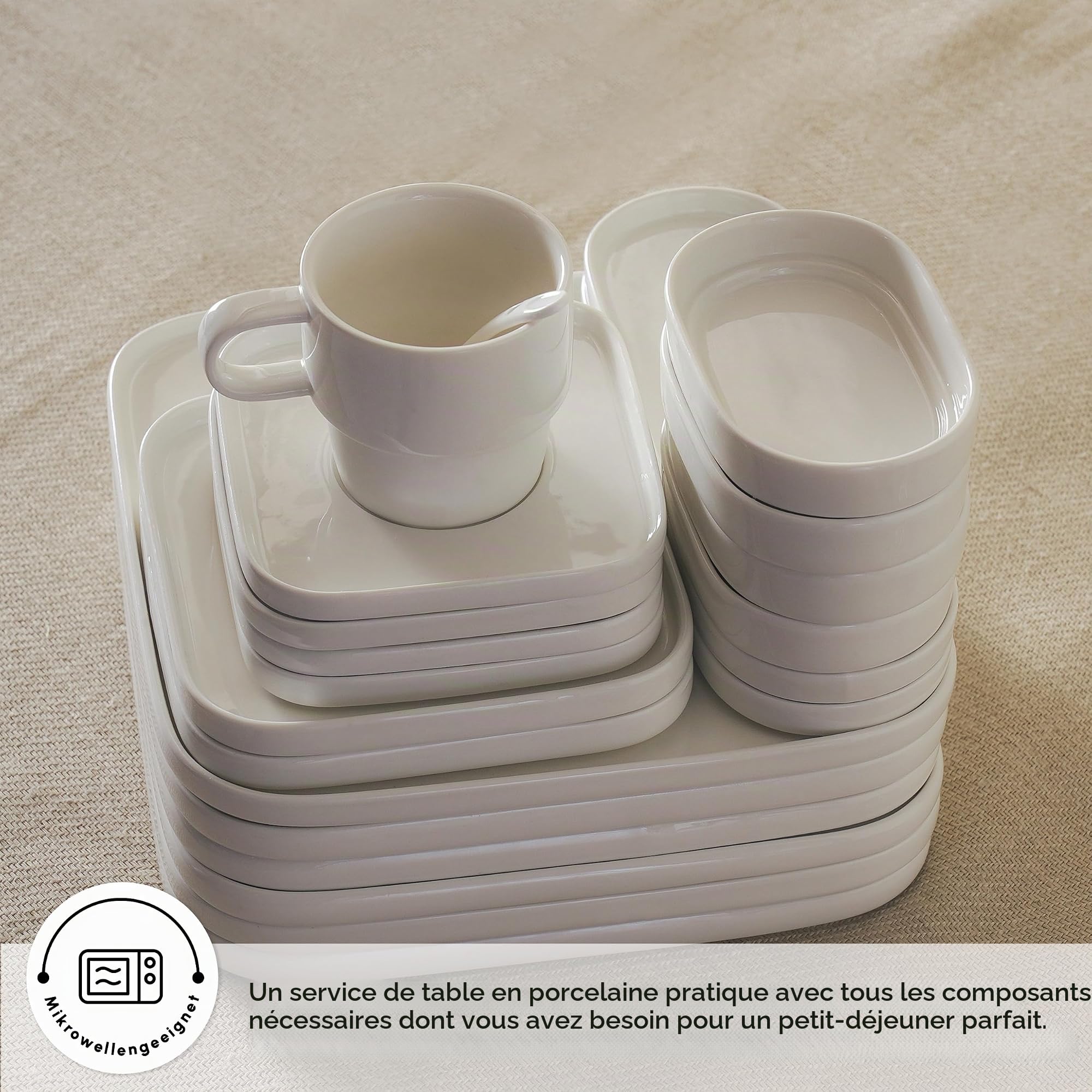 Karaca Cubique Ensemble Petit-Déjeuner, carré