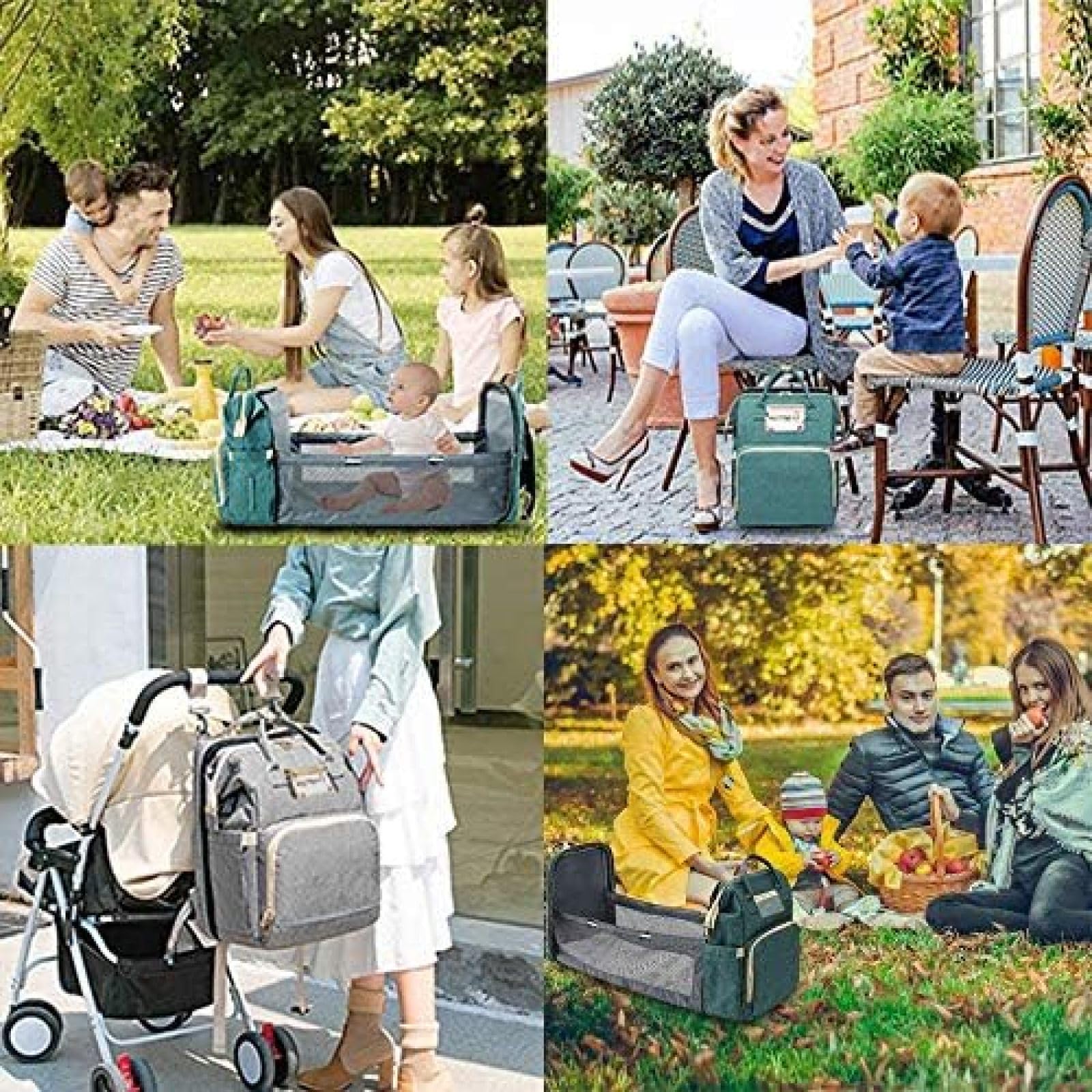 Mochila para Pañales 3 En 1 con Estación De Cambio, Cama Plegable Portátil, Cuna De Viaje para Mamá, Material De Registro para Bebés Recién Nacidos para Niñas Y Niños,Gris,bonny369