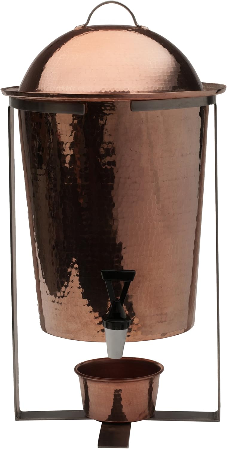 Sertodo Copper Arcadia Beverage Serving Urn with Spout, Hand Hammered 100% Pure Copper, 13 Quart