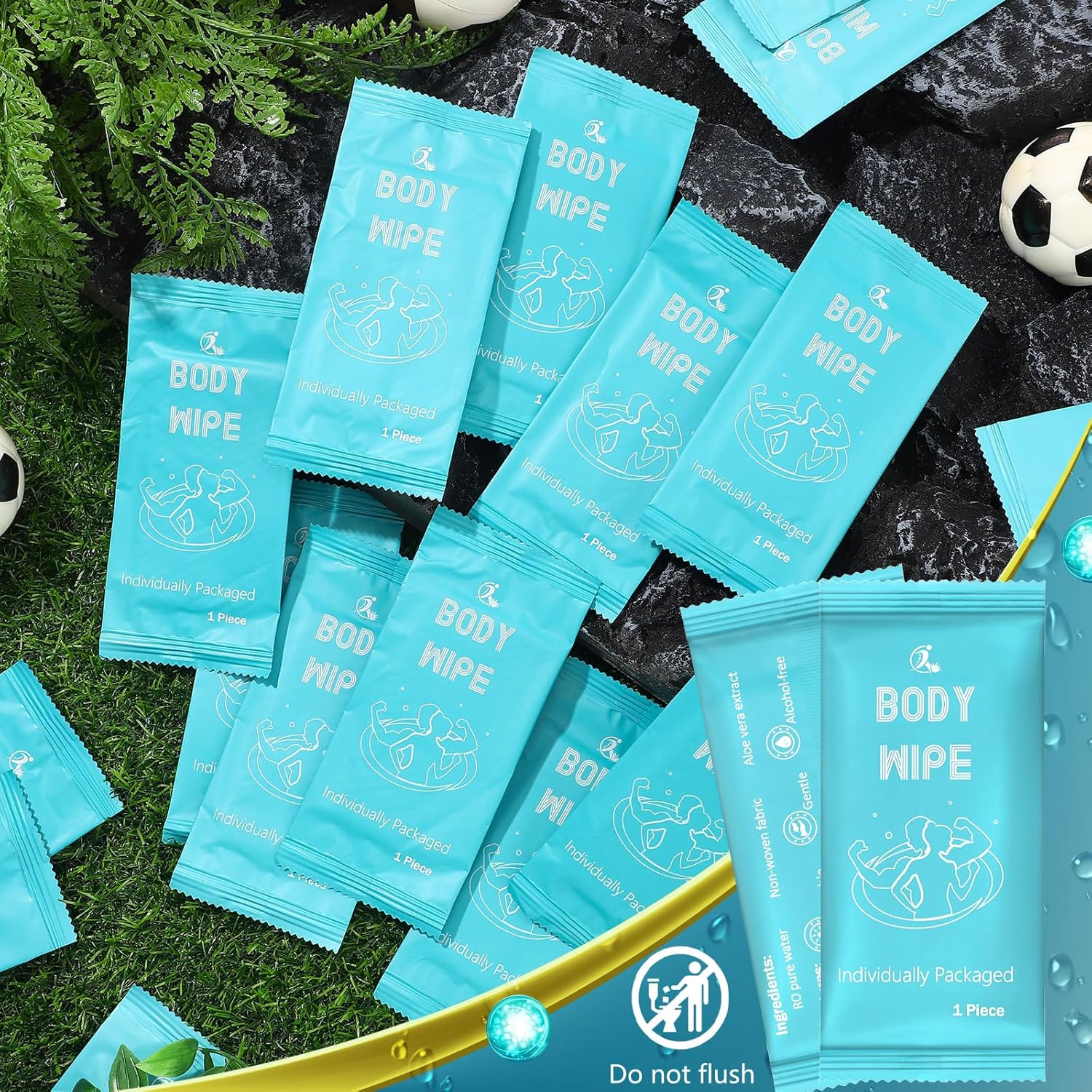 Timgle 200 Pcs Acidified Deodorant Body Wipes Face and Body Wipes for Adults Pearl Pattern Wet Shower with Aloe Bathing Disposable Individually Wrapped Cleansing for Travel Gym - Image 6