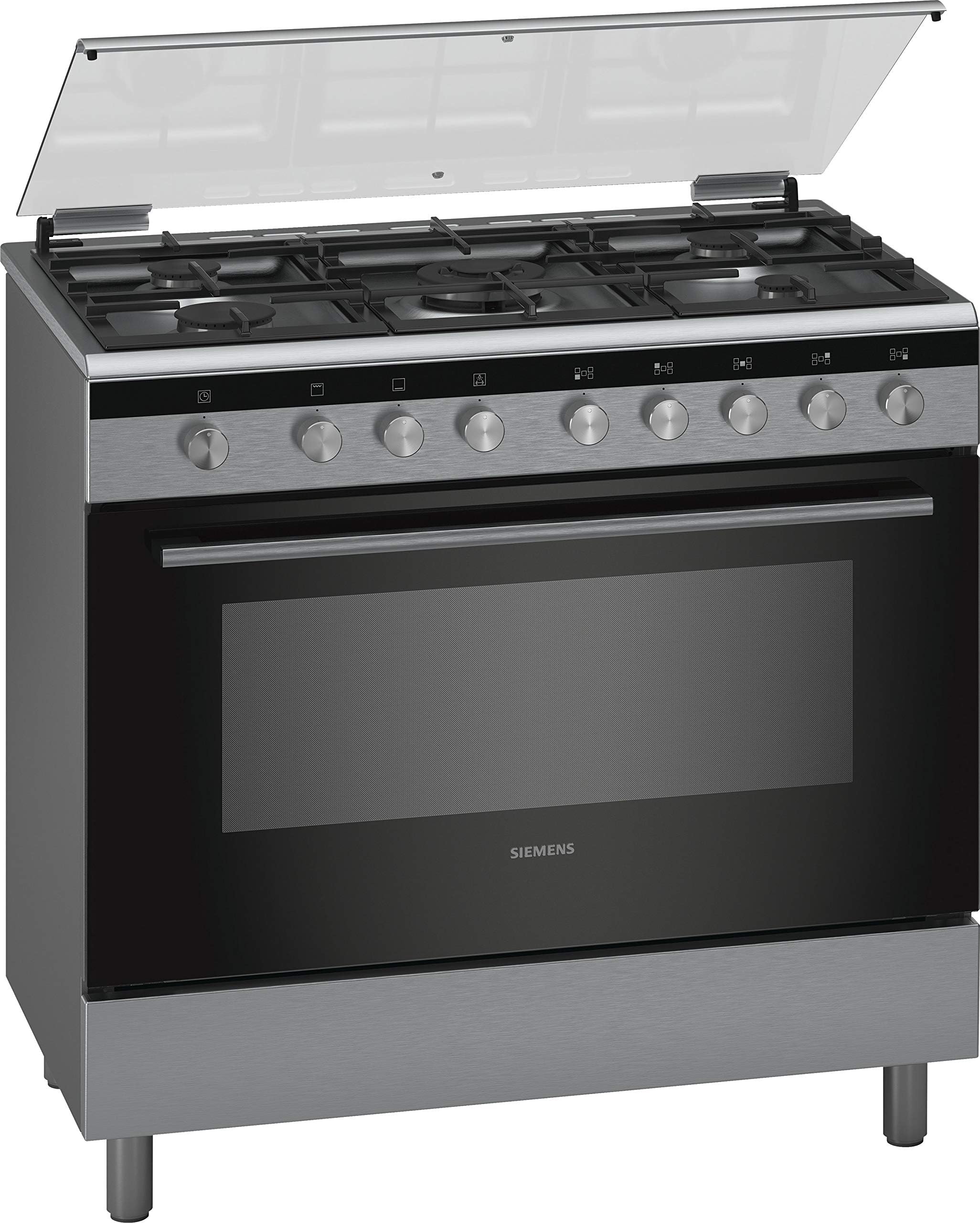 Siemens 90 X 60 Cm 5 Burners Gas Cooker With Cooling Fan, Silver