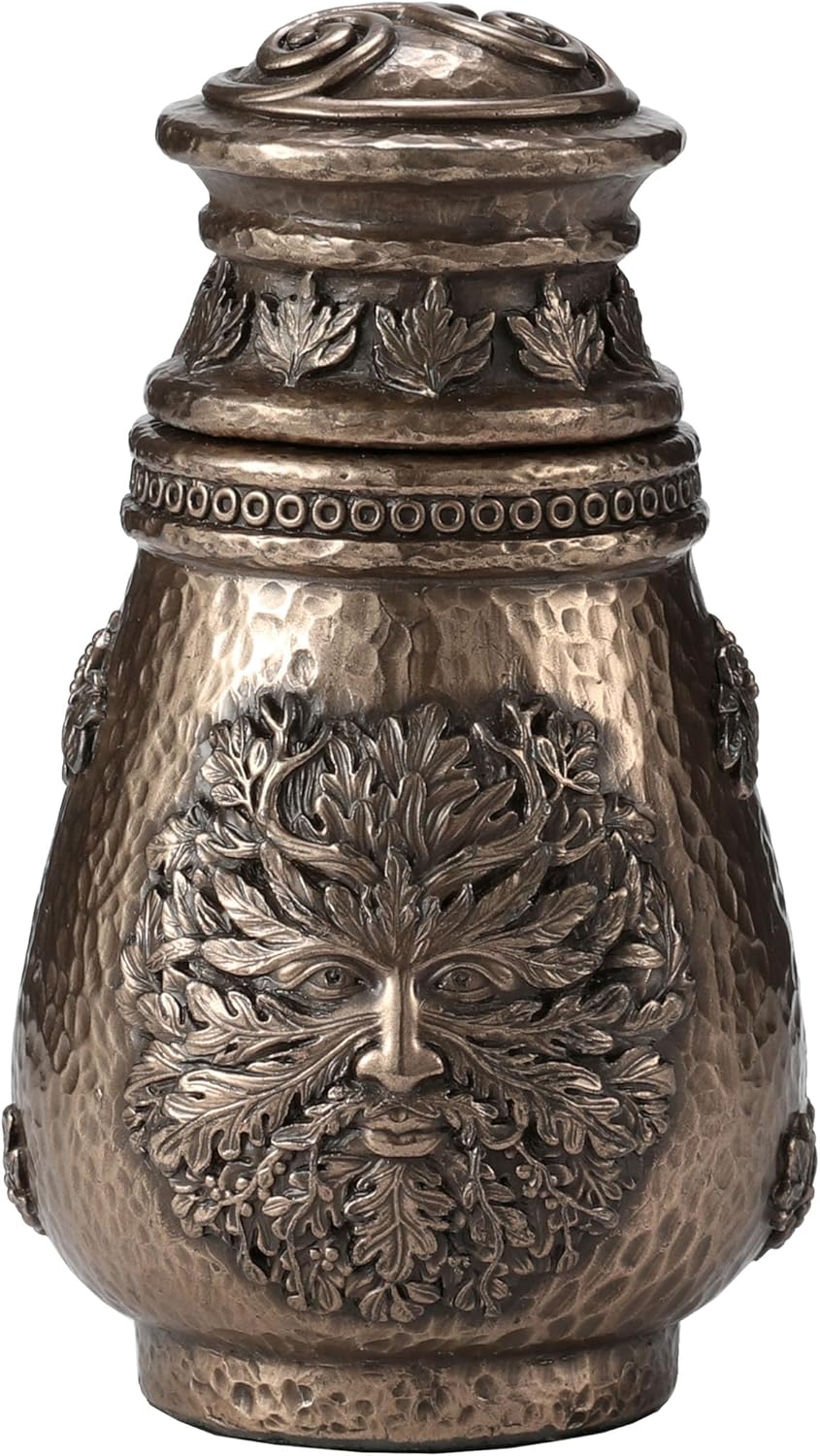 Veronese Design 4 3/8 Inch Greenman Apothecary Altar Jar Cold Cast Resin Antique Bronze Finish Sculpture
