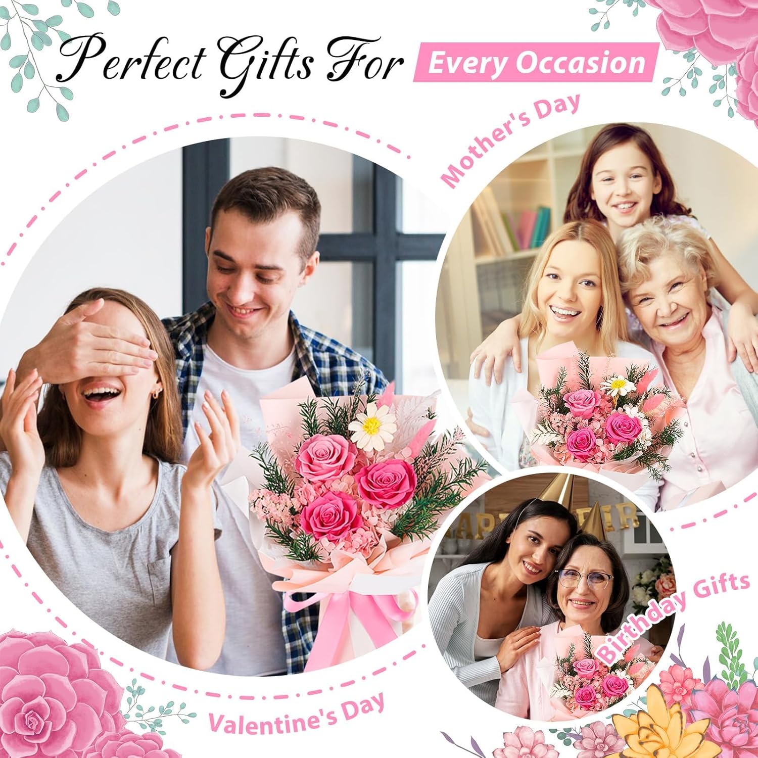 Flowers for Delivery Prime, Valentines Day Gifts for Her,Preserved Flowers Bouquets, Pink Rose Birthday Gift for Mom Wife Girlfriend Grandma, Real Forever Flower for Mothers Day Anniversary - Image 6