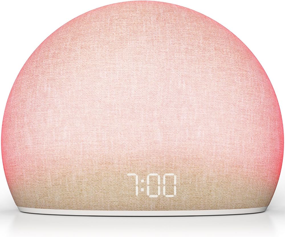 HOUSBAY Sunrise Alarm Clock with Bluetooth Speaker & Radio | Wake Up Light, 6 Gentle Alarm Sounds, Full-Range Dimmable Night Light & Display, Relaxing Bedside Companion, Fabric Finish