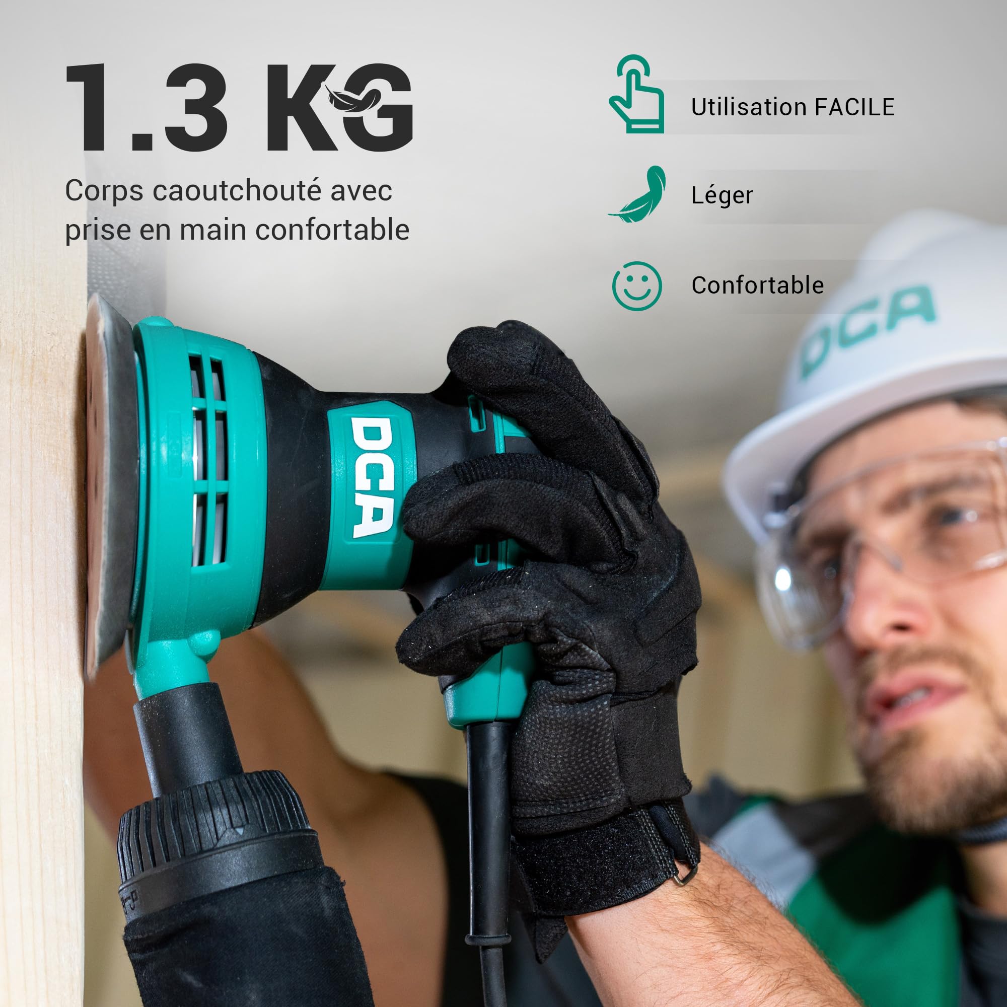DCA Levigatrice Orbitale 300W, 6 Velocità Variabili 12000RPM Levigatrice Rotorbitale, Collecteur de Poussière, 10psc 125MM Dischi Abrasivi per la Lavorazione del Legno, Levigatura, Lucidatura, DIY