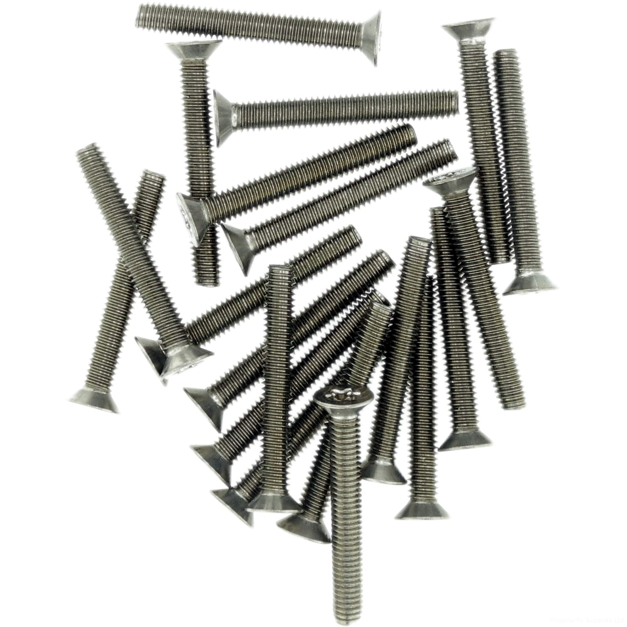 Singularity Supplies M6 (6Mm X 30Mm) Tx Socket Countersunk Thread Rolling Screw - Stainless Steel (A2) (Pack Of 20)