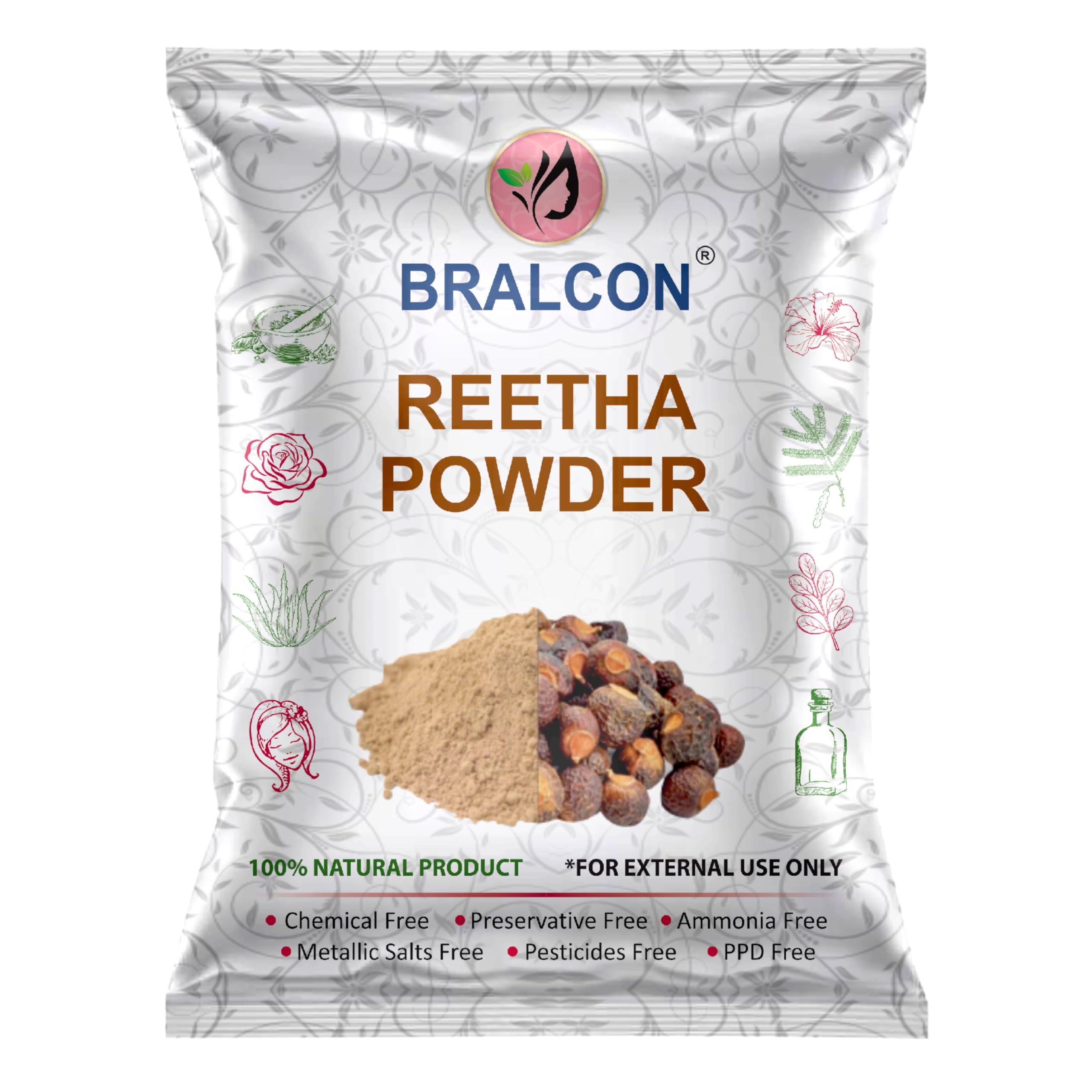 BRALCON Methi Powder, Neem Leaf, Reetha Combo, Natural Hair Care, Chemical Free, 100gm Each, 3 Pack, Powder Form for Adults 3
