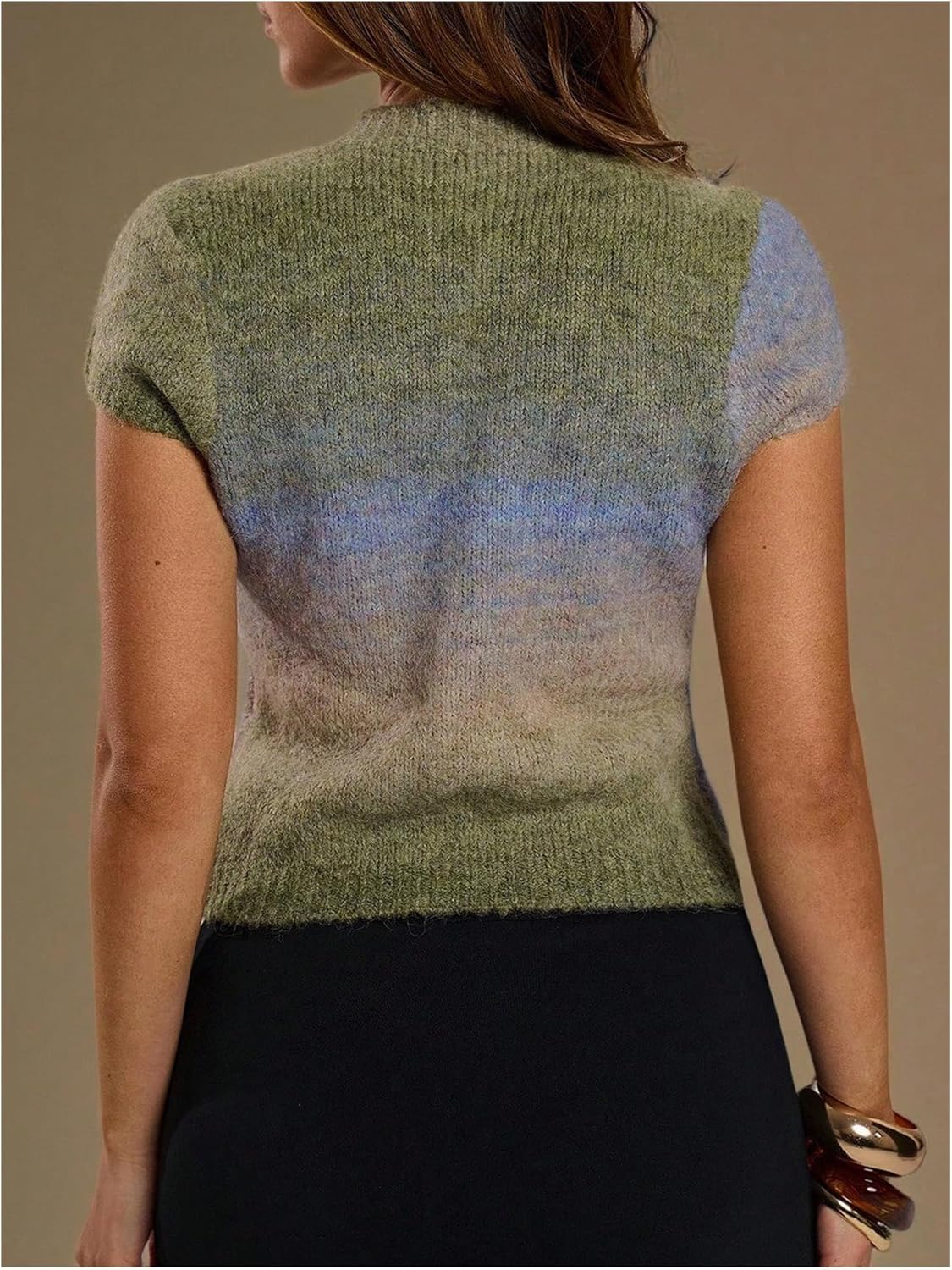 SOLY HUX Women's Fall Knit Tops Button Down Mock Neck Short Sleeve Tie Dye Knitted Cardigan Sweater