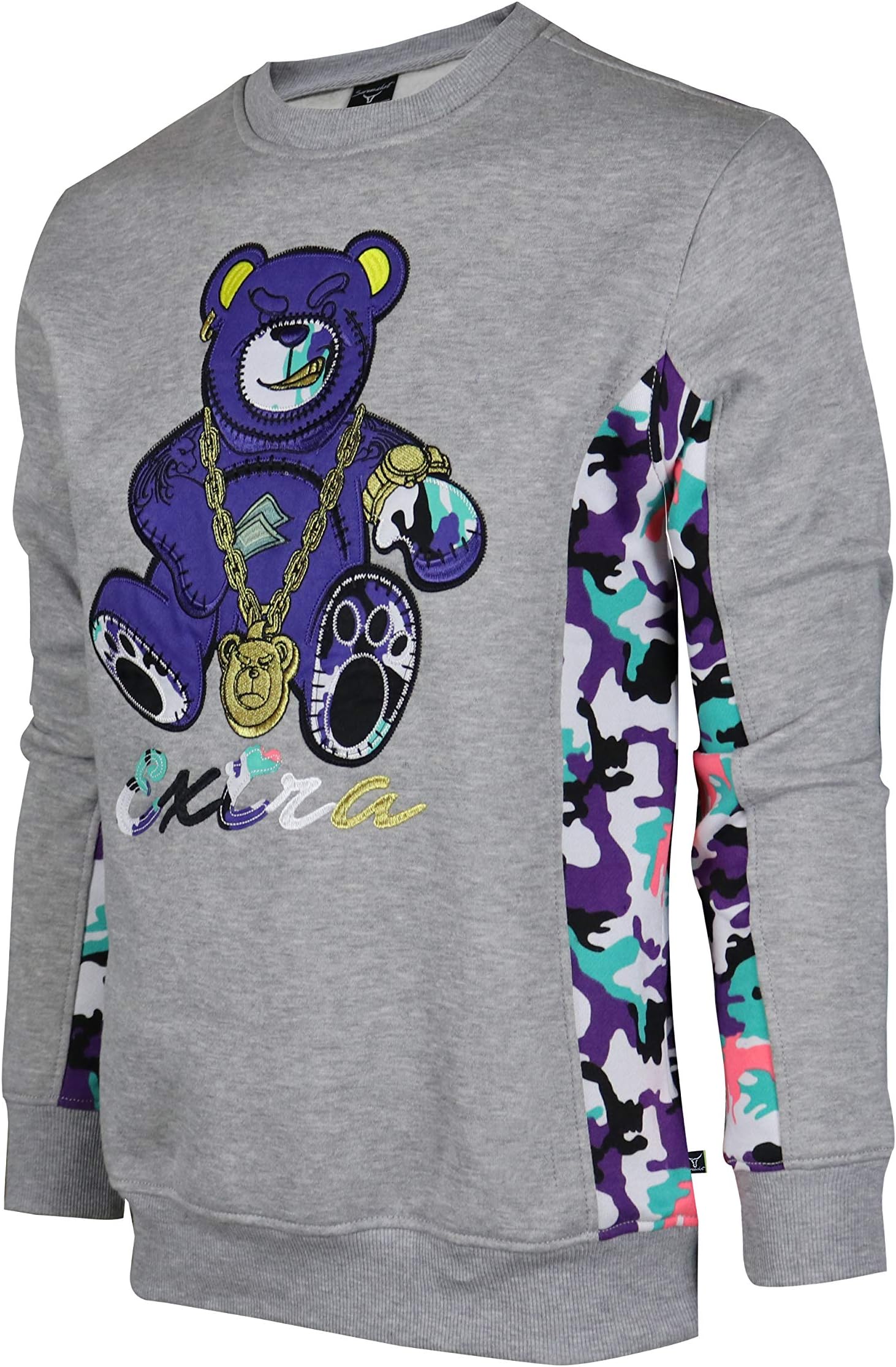 APPLIQUE F11966 Premium Fleece Streetwear Chenille EMB Crew Neck Sweatshirt - Classic Fit