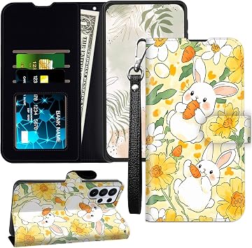Phone Case Wallet for Galaxy S26 Ultra, with RFID Blocking Card Slots Stand -Leather Flip Cover for Women Men Shockproof Protective Case for Samsung Galaxy S26 Ultra, Cute Rabbit
