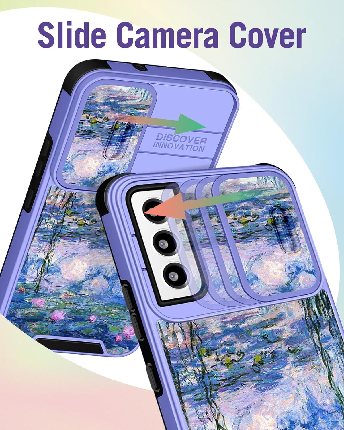 Buleens for Samsung Galaxy S22 Case - with Ring Stand & Camera Cover Aesthetic Cute Designed Women Girls Girly Pretty Blue Water Lily for Galaxy S22 Phone Case Compatible with Magsafe 6.1" - Image 3