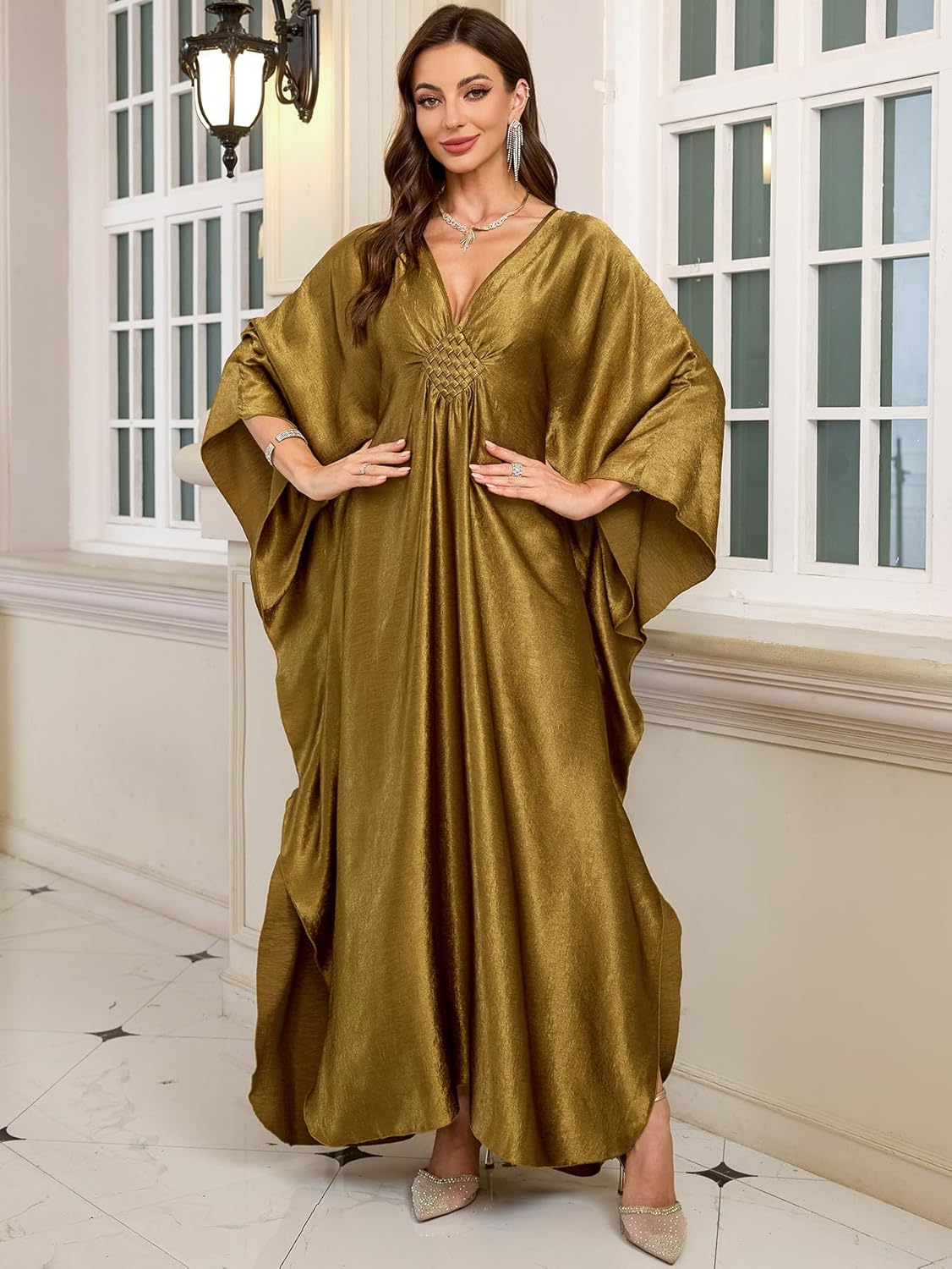 Kaftans Dresses for Women Solid Swimsuit Coverup 2025 Plus Size Beach Caftan Loungewear Mumu for House Mrs Ropper - Image 8