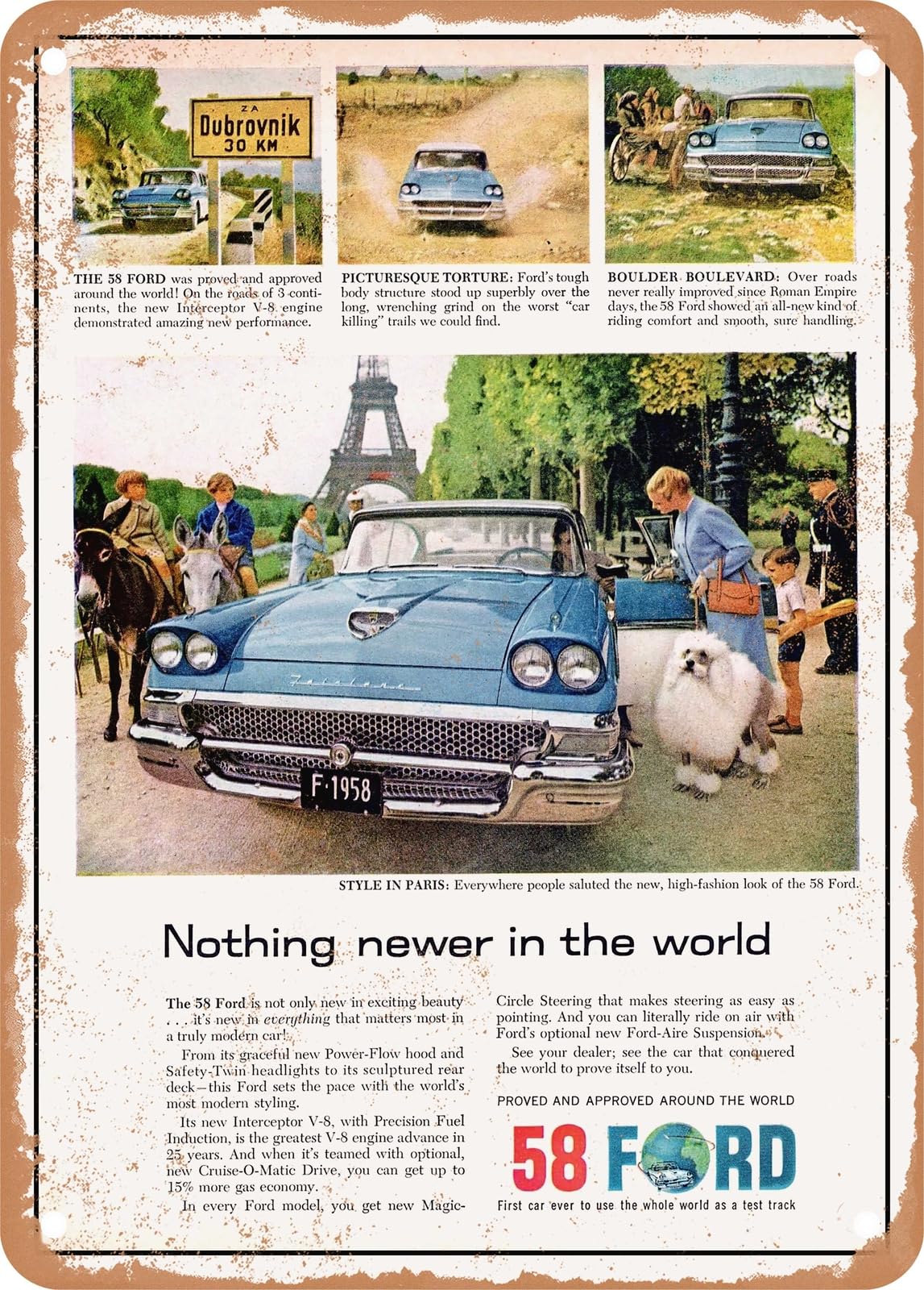 METAL SIGN - 1958 Fairlane 500 Town Victoria 4 Door Hardtop Vintage Ad home decor