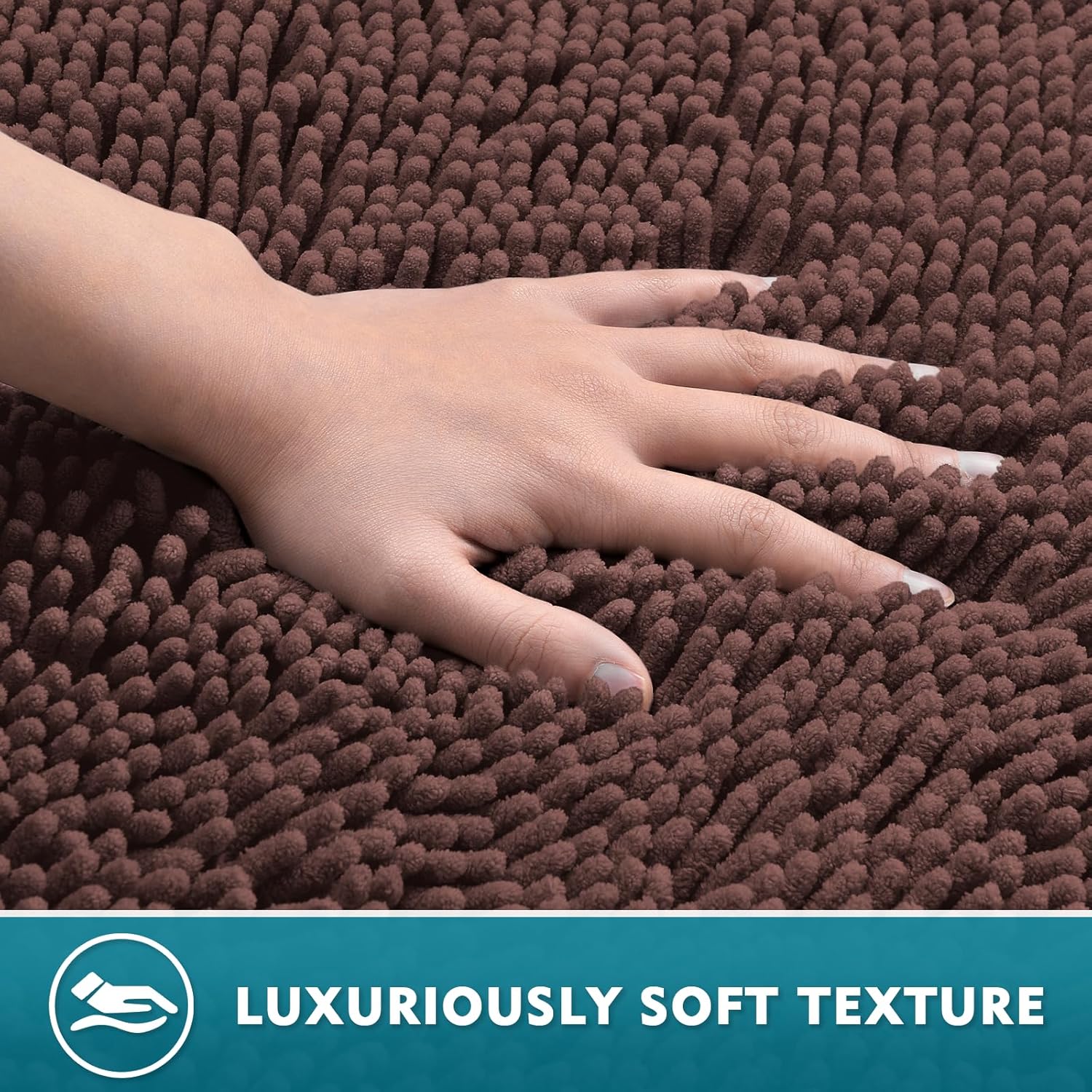 Bathroom Rugs Sets 3 Piece, Extra Soft Absorbent Chenille Bath Rugs, Non Slip Rubber Backing Machine Washable Quick Dry Bath Mats for Bathroom Floor, Tub, Shower, Home Decor Accessories, Deep Brown