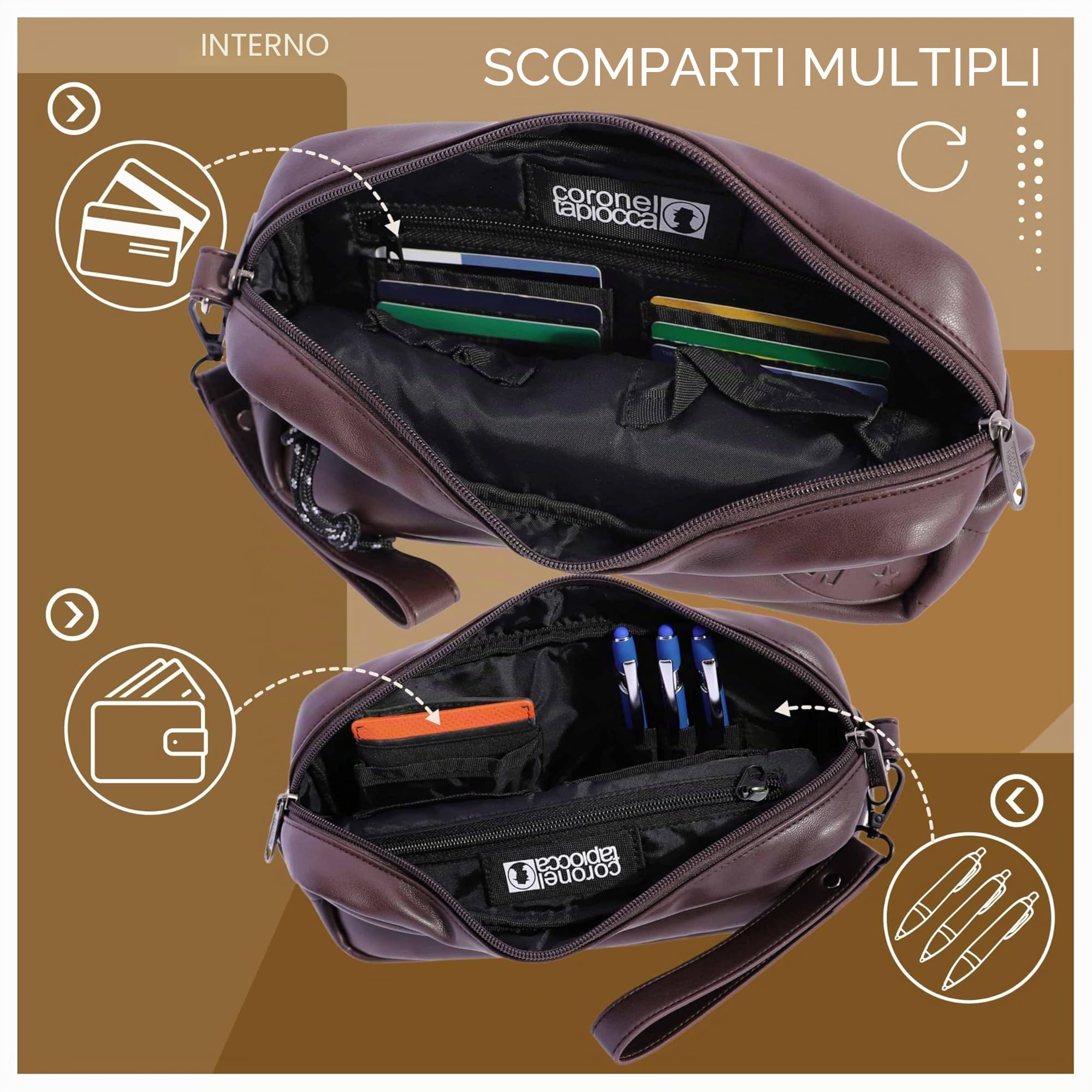 Coronel Tapioca - Pochette Uomo - Borsello Uomo a Mano - Pochette Uomo da Polso - Poscett Uomo - Pochette da Borsa - Poshet Uomo - Pochette da Uomo - Borsello Uomo