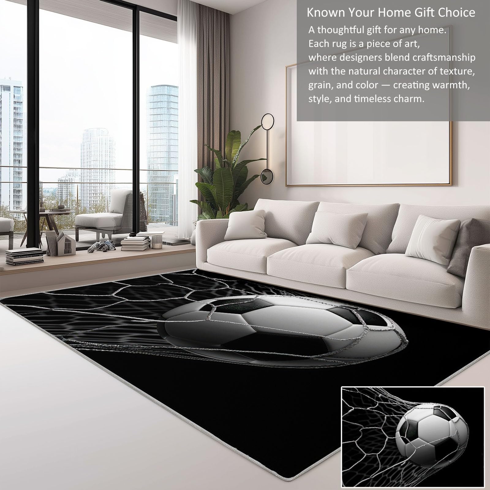 Art Gaming 80 x 150 cm Tapis de Chambre Doux Moquette, Sports Football Sports Géométrique Lavable Antidérapant Tapis de Salon - Moquette pour Salle de Séjour Chambre d'enfant Salle de Jeu