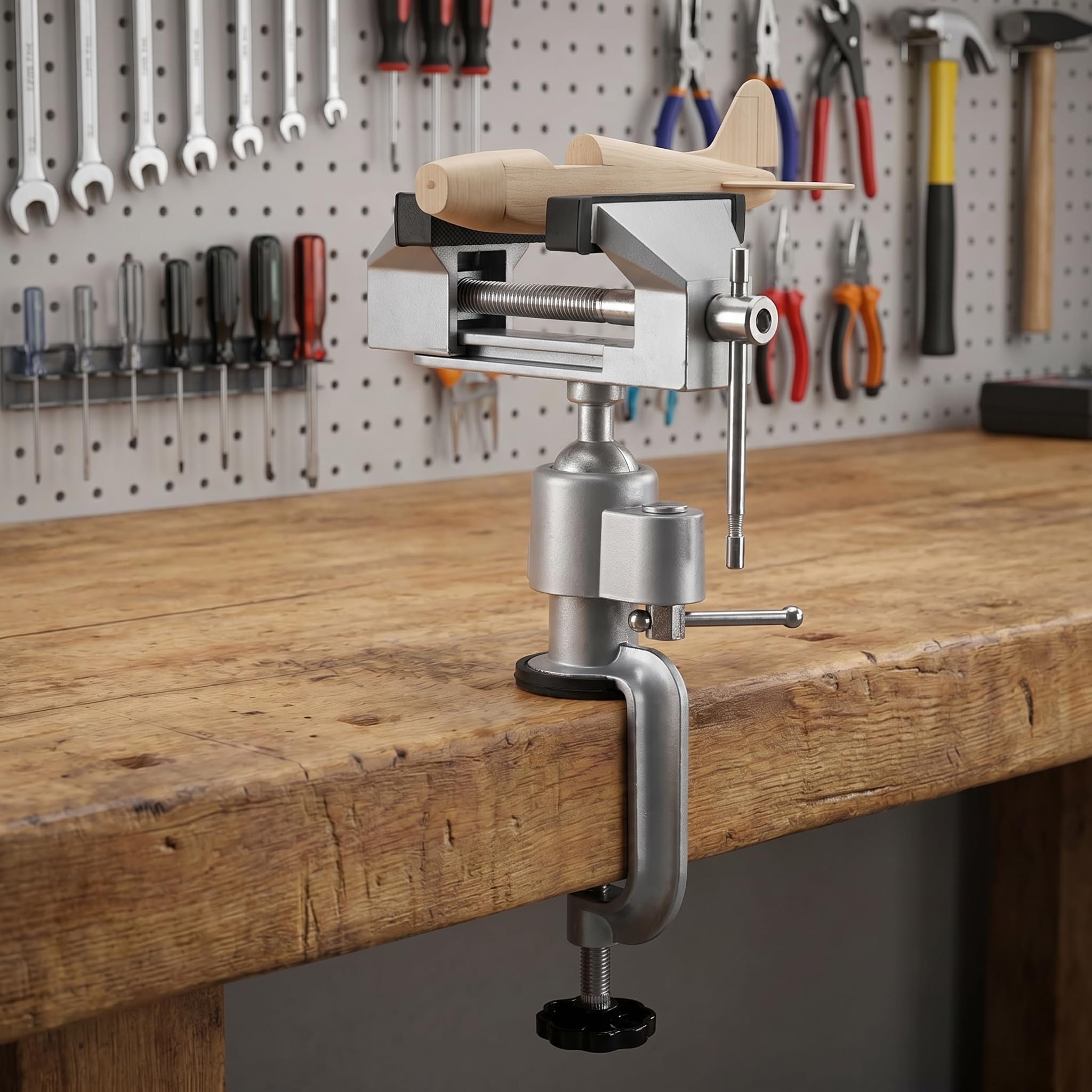Fasmov Tornillo de banco giratorio universal de 3 pulgadas con inclinación giratoria 360° para trabajo universal