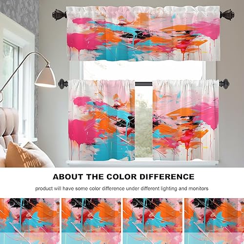 Miniatura 687 de Cenefas de cocina modernas con patrón de cobre marrón dorado para ventanas, cenefas opacas abstractas de marcas de arañazos y cortinas opacas