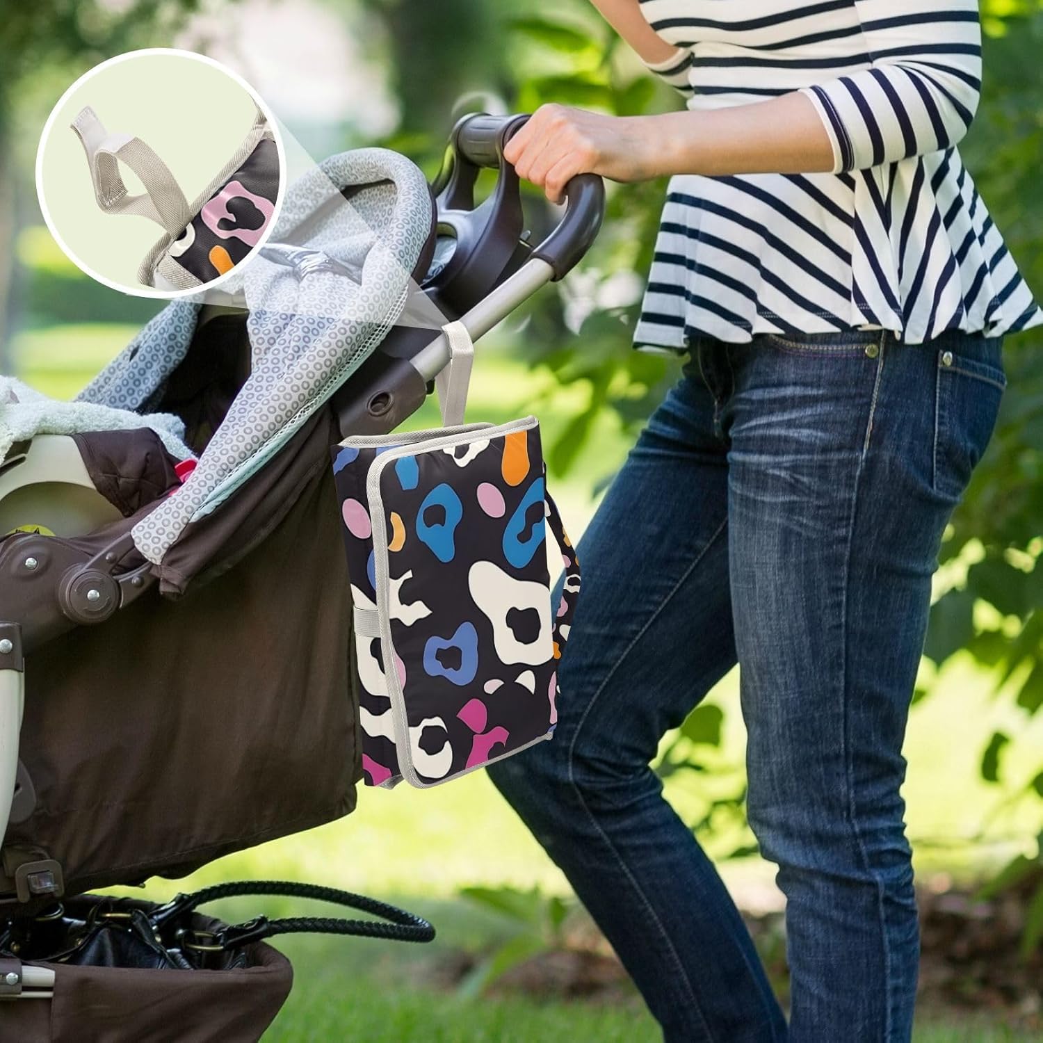 Cheetah Colorful Reusable Baby Changing mat with Tissue Pocket Diaper Changing pad Portable Lightweight & Foldable Changing Station cambiador de pa?ales para Bebes