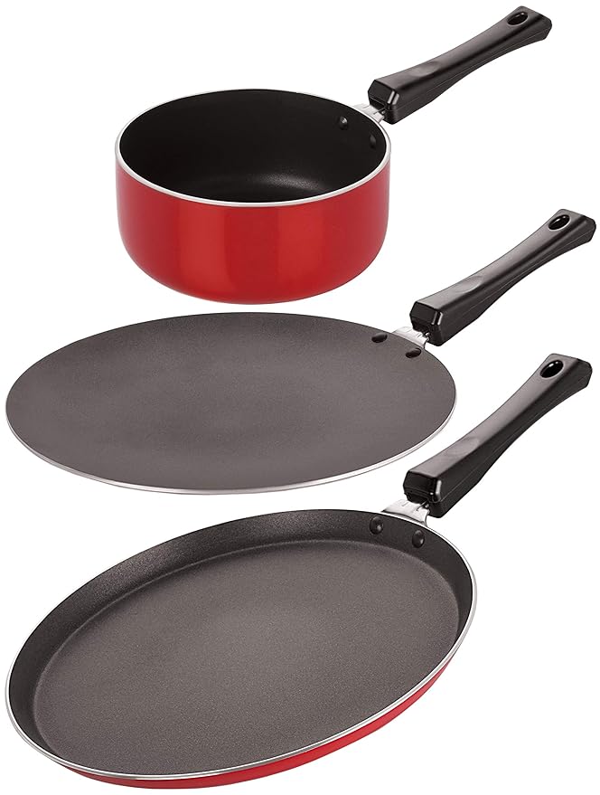 Nirlon Non-Stick Aluminium Stain Resistance Non-Induction 3 Piece Kitchenware Essential Combo Set Offer with Premium Quality