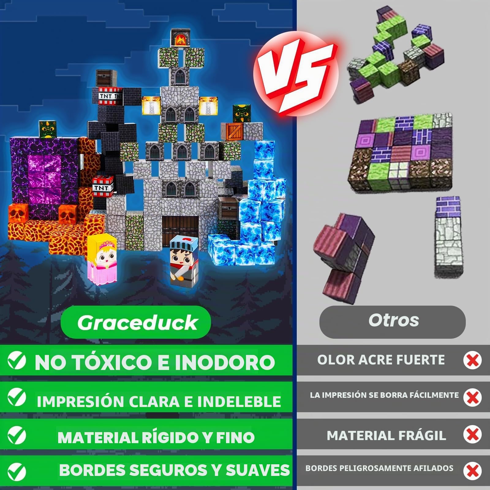 GraceDuck Bloques magnéticos – 150 Piezas imán de construcción Dark Castle Sword Domain – Juguetes magnéticos de construcción – Juguetes sensoriales Stem Montessori para niños pequeños de 6, 7,