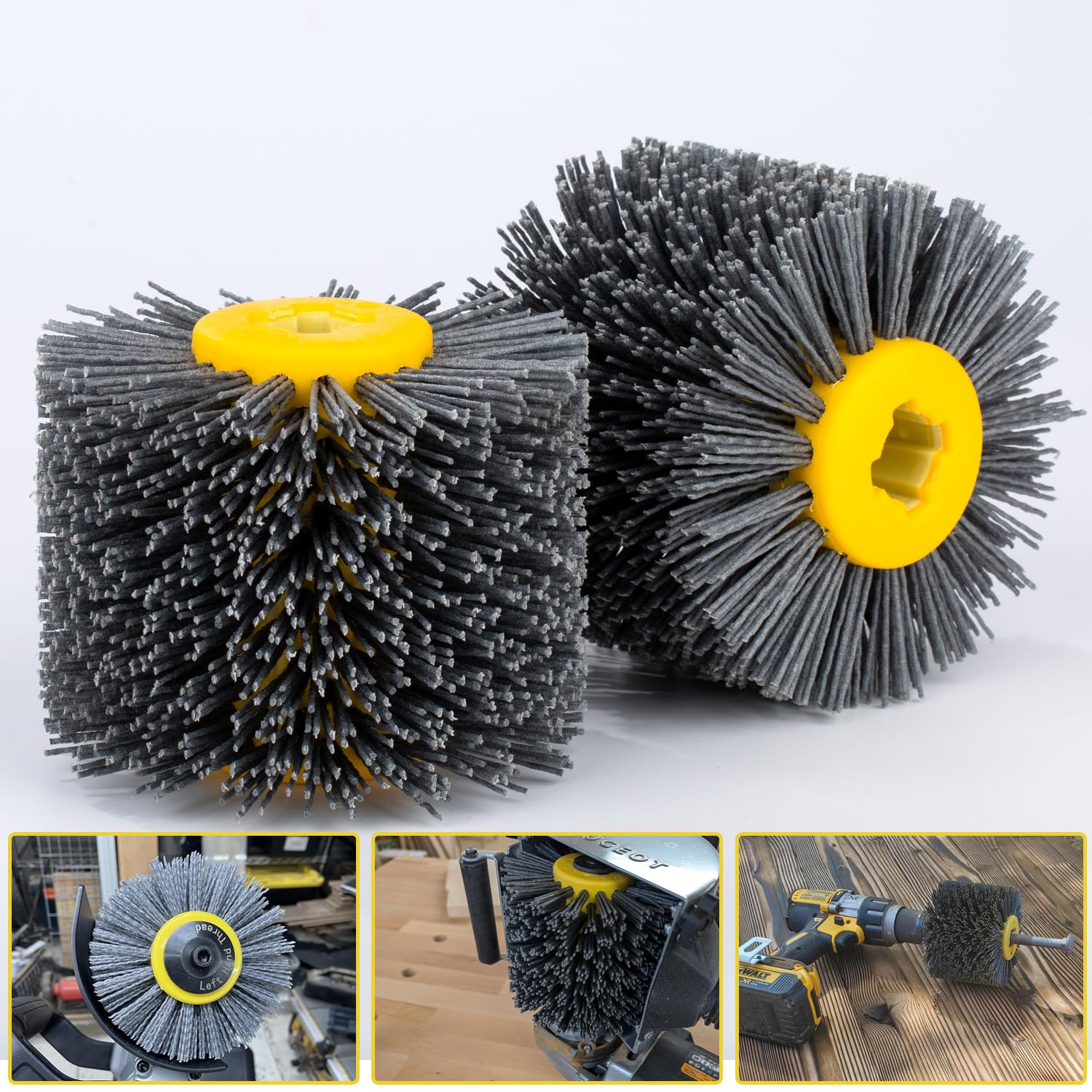 Schleifnylon-Drahtziehrad-Trommelbürsten – 120 Korn 120x100mm Polierwerkzeug | Bürste für Holzmöbel & Boden-Oberflächenbearbeitung​​ (120#)