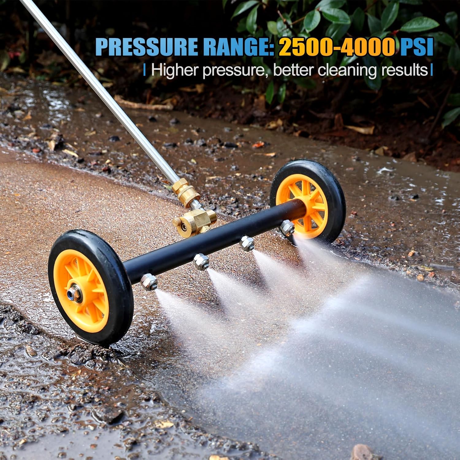 Undercarriage Pressure Washer Cleaner, 16 INCH 2-in-1 Pressure Washer Broom with Extension Wand, Wash Mitt, 9 Nozzles, 4000 PSI Under Car Pressure Washer Attachment for Cars, Trucks