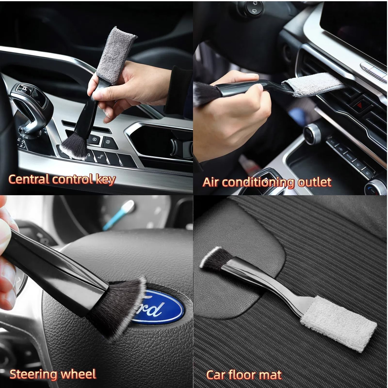 10-teiliges Auto-Detail-Pinsel-Set, Auto-Detaillierungs-Set, Auto-Armaturenbrett-Reinigung, weiche Bürste, geeignet für die Reinigung von internen Bürstenplatten, Lüftungsschlitzen, Leder und