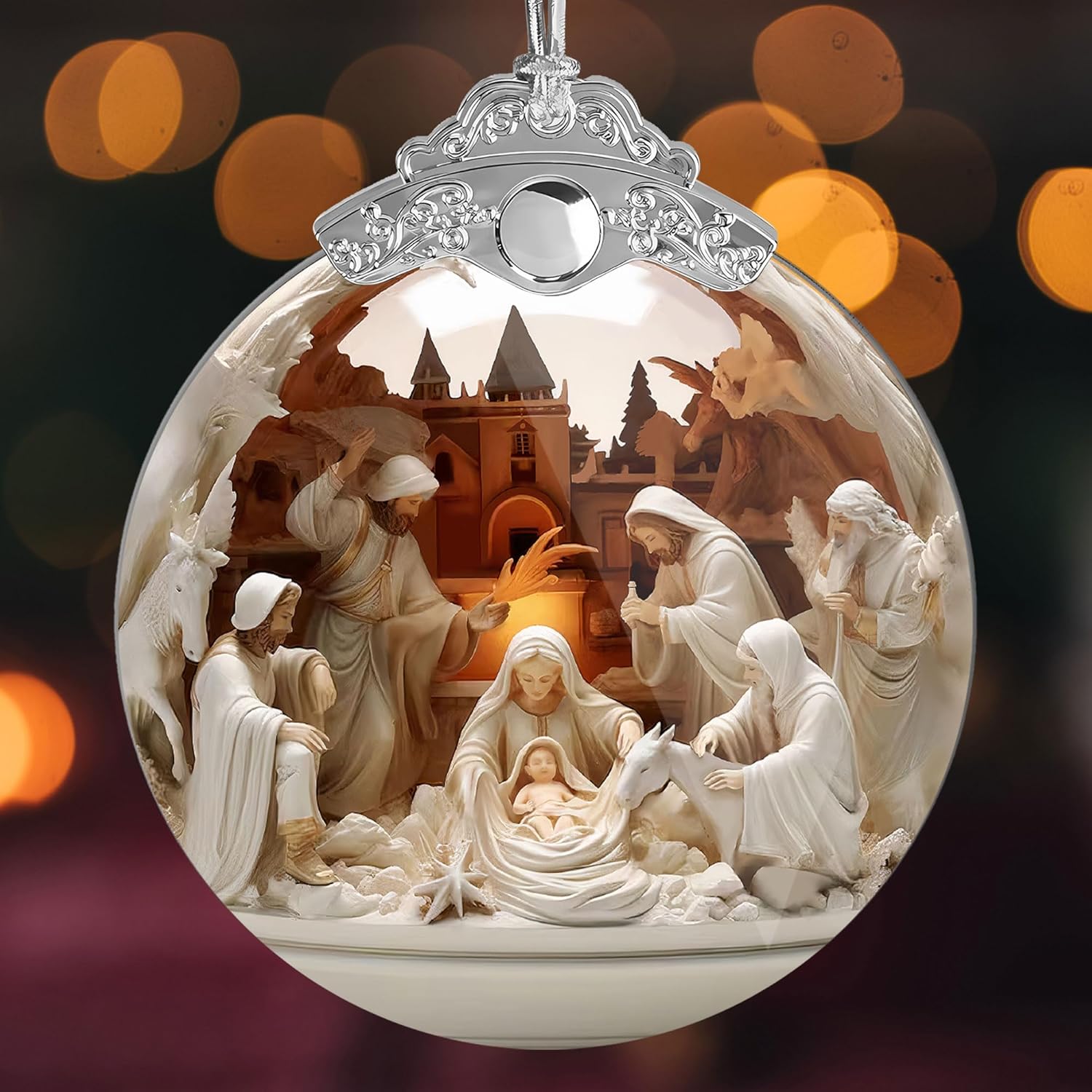 Nativity Christmas Ornament 2025 – 3D Effect Flat Ornaments – Christian Christmas Ornaments, Jesus for Tree Decorations, Christian Gifts for Kids, Religious Gifts for Women Family, Xmas Gift - Image 2