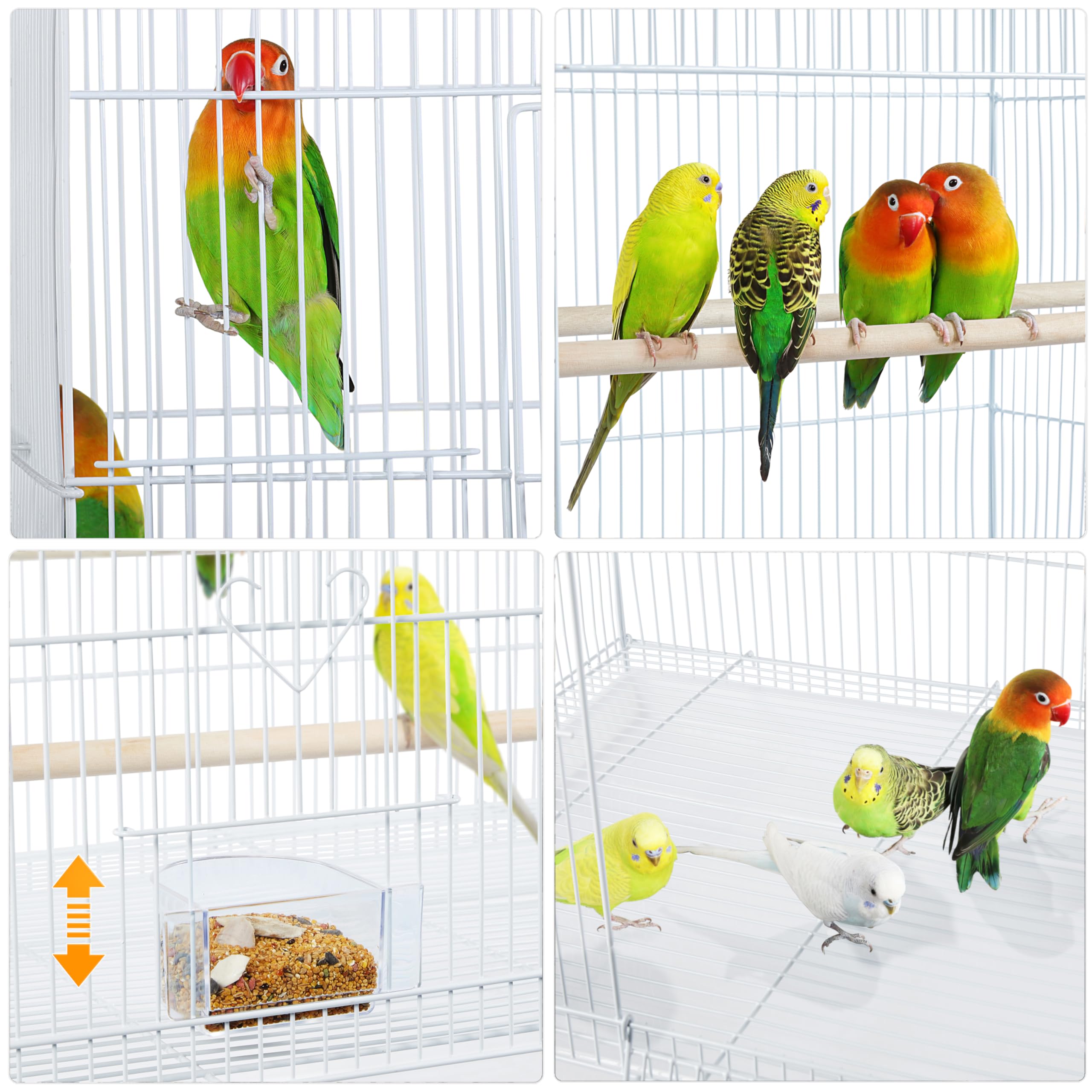 Yaheetech Gabbia Voliera per Uccelli Pappagalli Inseparabili Impilabile in Metallo e Posatoi in Legno 77,5 x 46,5 x 46 cm Bianca
