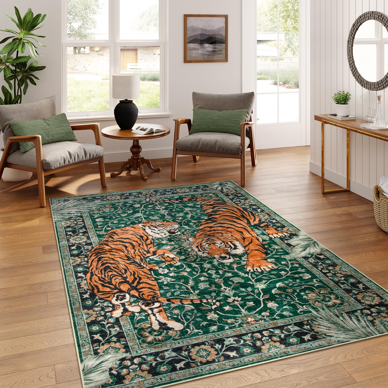 Amazon.com: Moynesa Tiger 5x7 Area Rug, Boho Washable Living Room