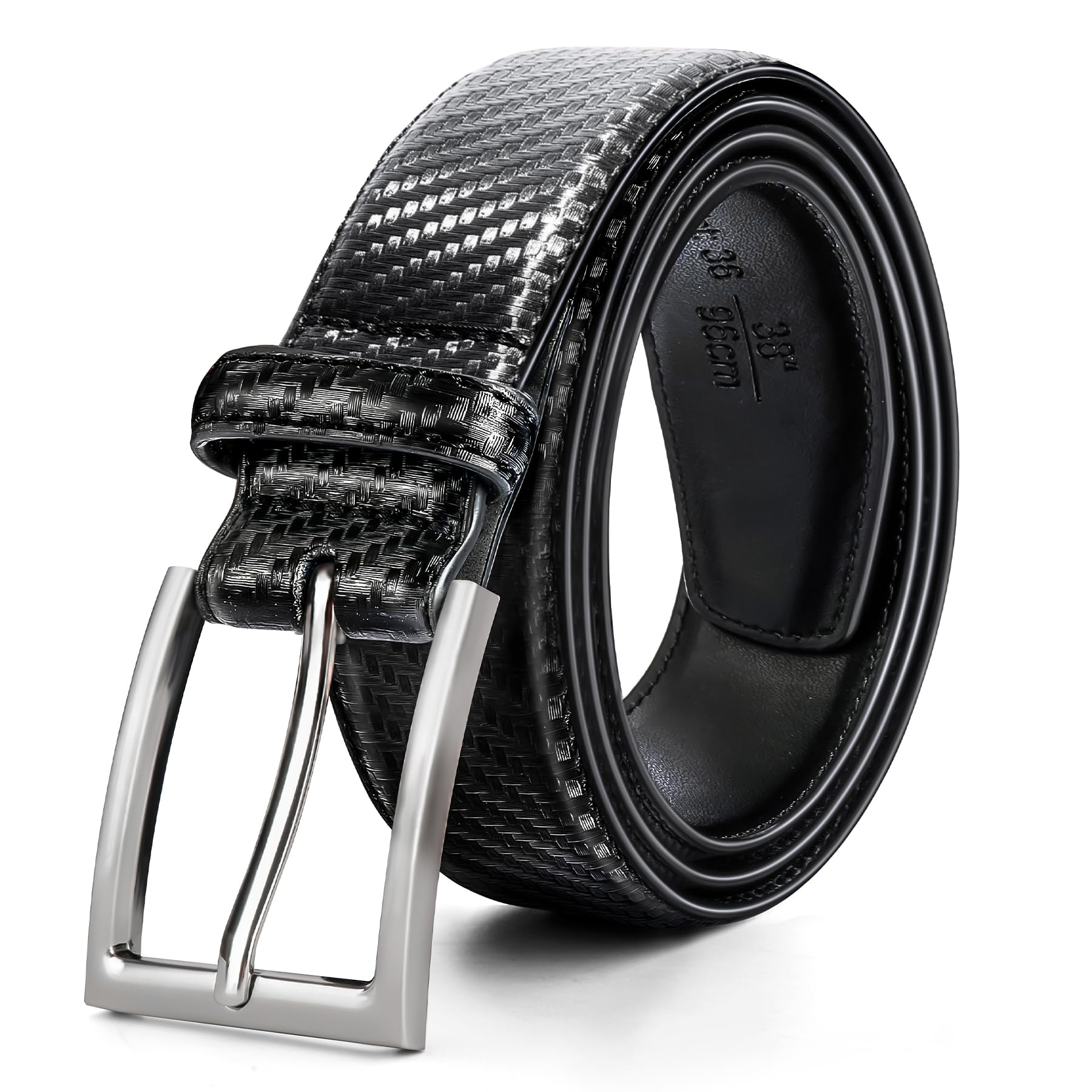 LCG LUCHENGYI Mens Casual Leather Dress Belt Classic Belt with Single Prong Buckle for Jeans Pants Work and Business