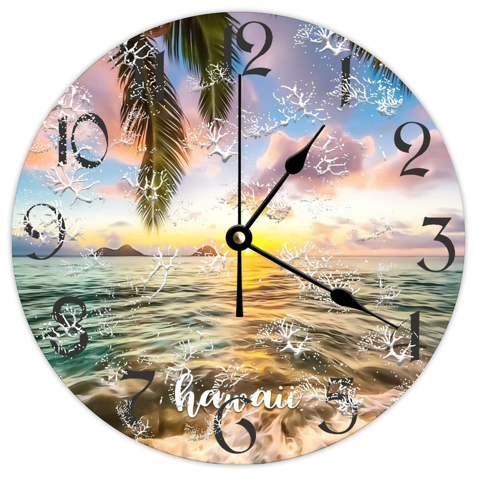 Horloge ronde en bois Hawaii City le cadeau rustique personnalisé idéal pour la maison