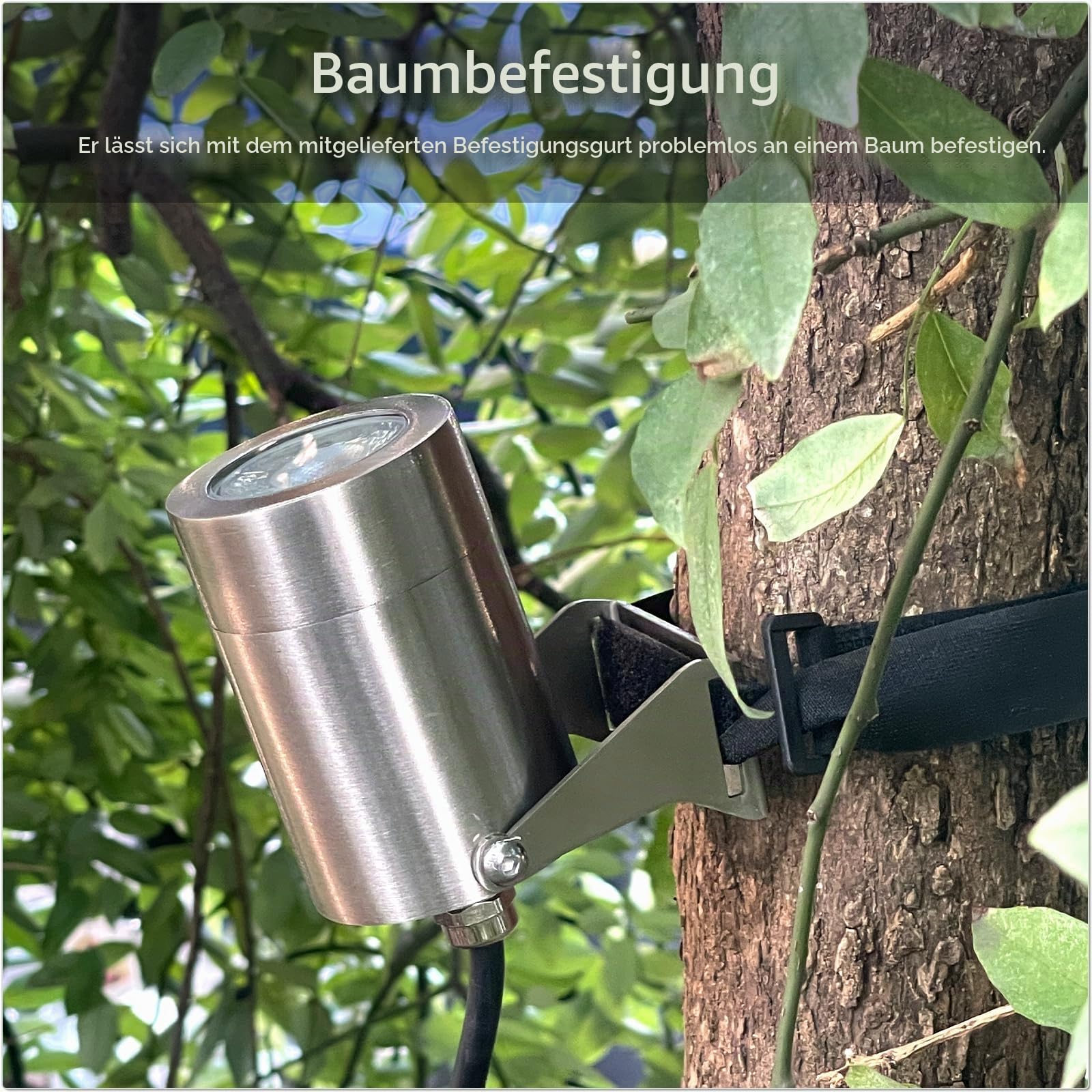 JNR Edelstahl LED Gartenbeleuchtung mit Strom und Erdspieß (4, Silber) | IP65 Wasserdicht Gartenlampen für Draußen Strom mit 2M Kabel mit Stecker, Gartenleuchten 5W GU10 3000K Warmweiß Glühbirne