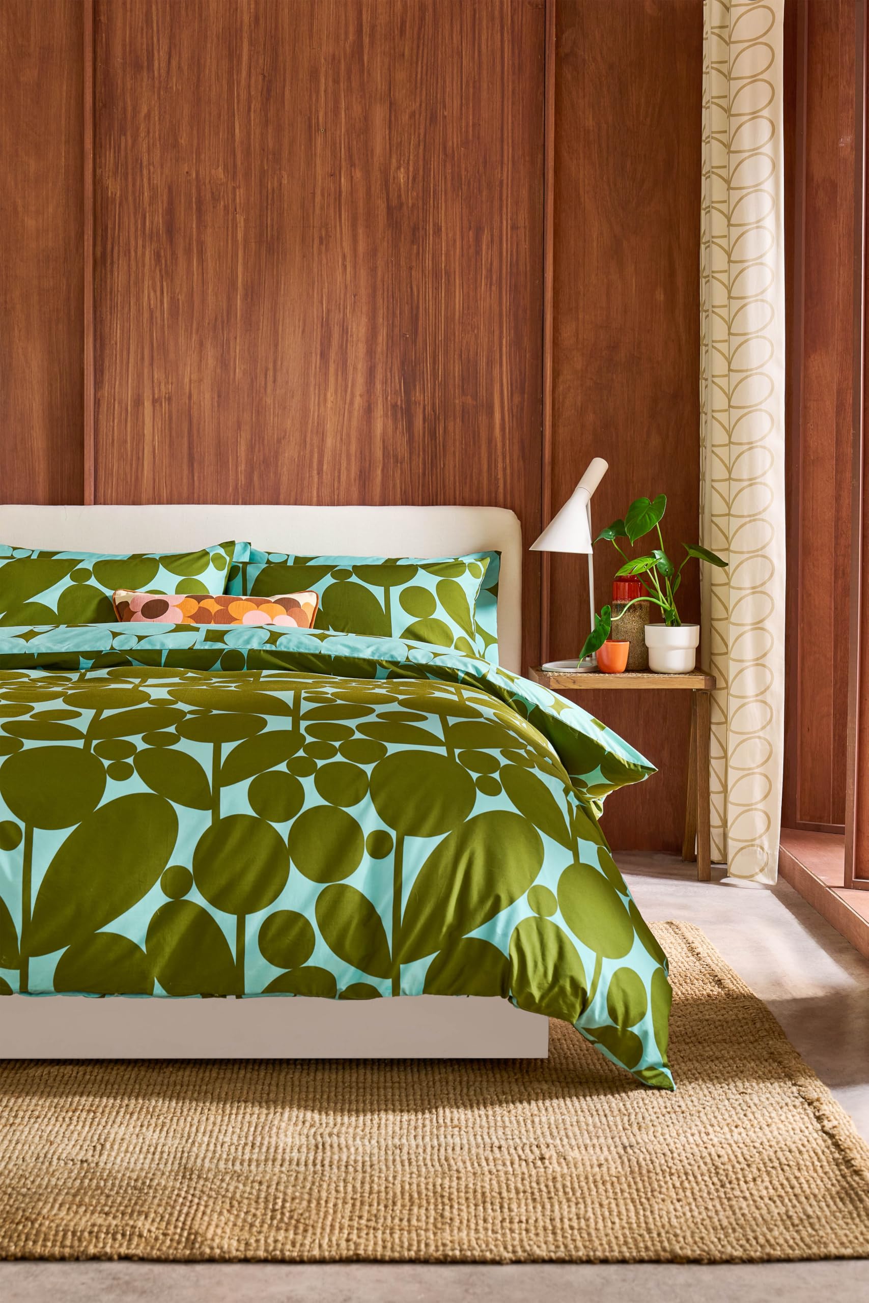 Orla Kiely Bedding - Bubble Flower Aqua Seagrass 100% Cotton Duvet Cover Set 200 Thread Count (Double Duvet Cover Set: 200Cm X 200Cm)