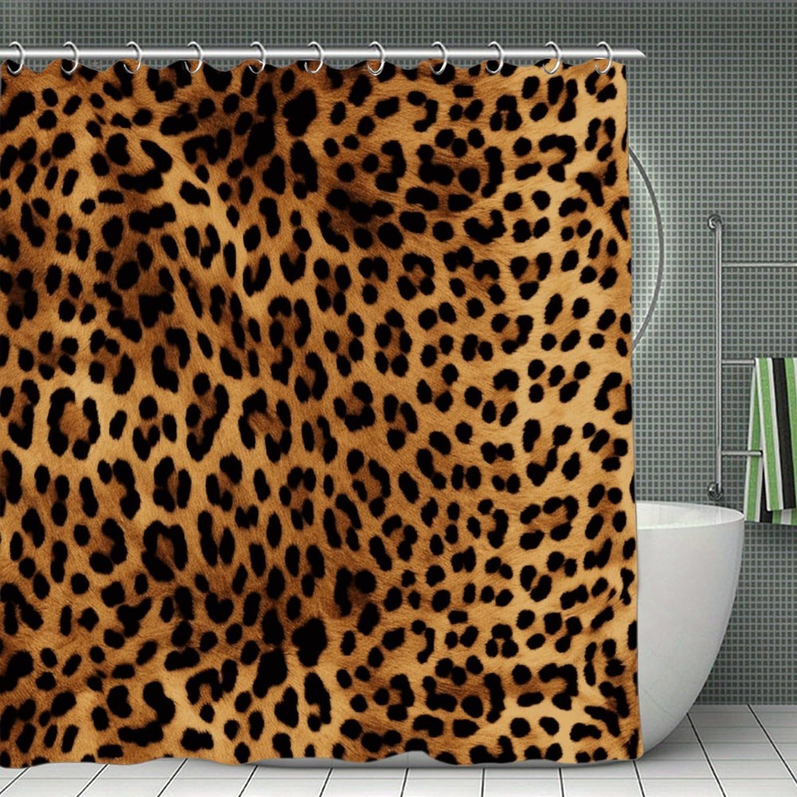 VstaDank Leopard Skin Shower Curtain Light-Weight Blackout Bathroom Curtain Washable Shower Liner 71x71 Inch Bath Curtain with Metal Holes Bathtub Bath Room