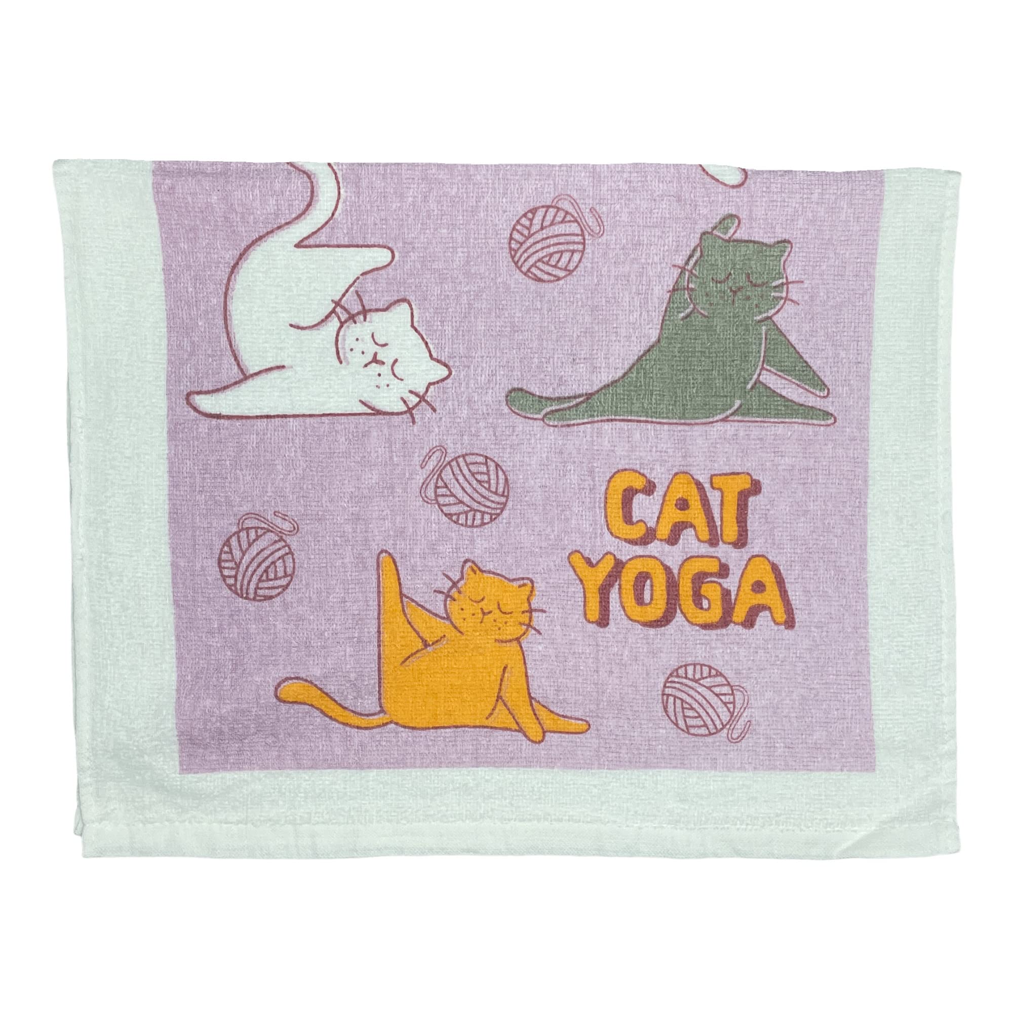Crazy Dog T-Shirts Cat Yoga Funny Stretching Kittens Tea Towel