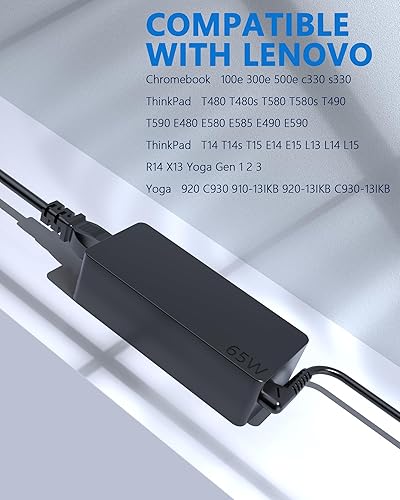 Miniatura 6 de 65W 45 USB C Cargador de repuesto para Lenovo ThinkPadYogaChromebookIdeaPad Yoga Tipo C Cable de alimentación para portátil