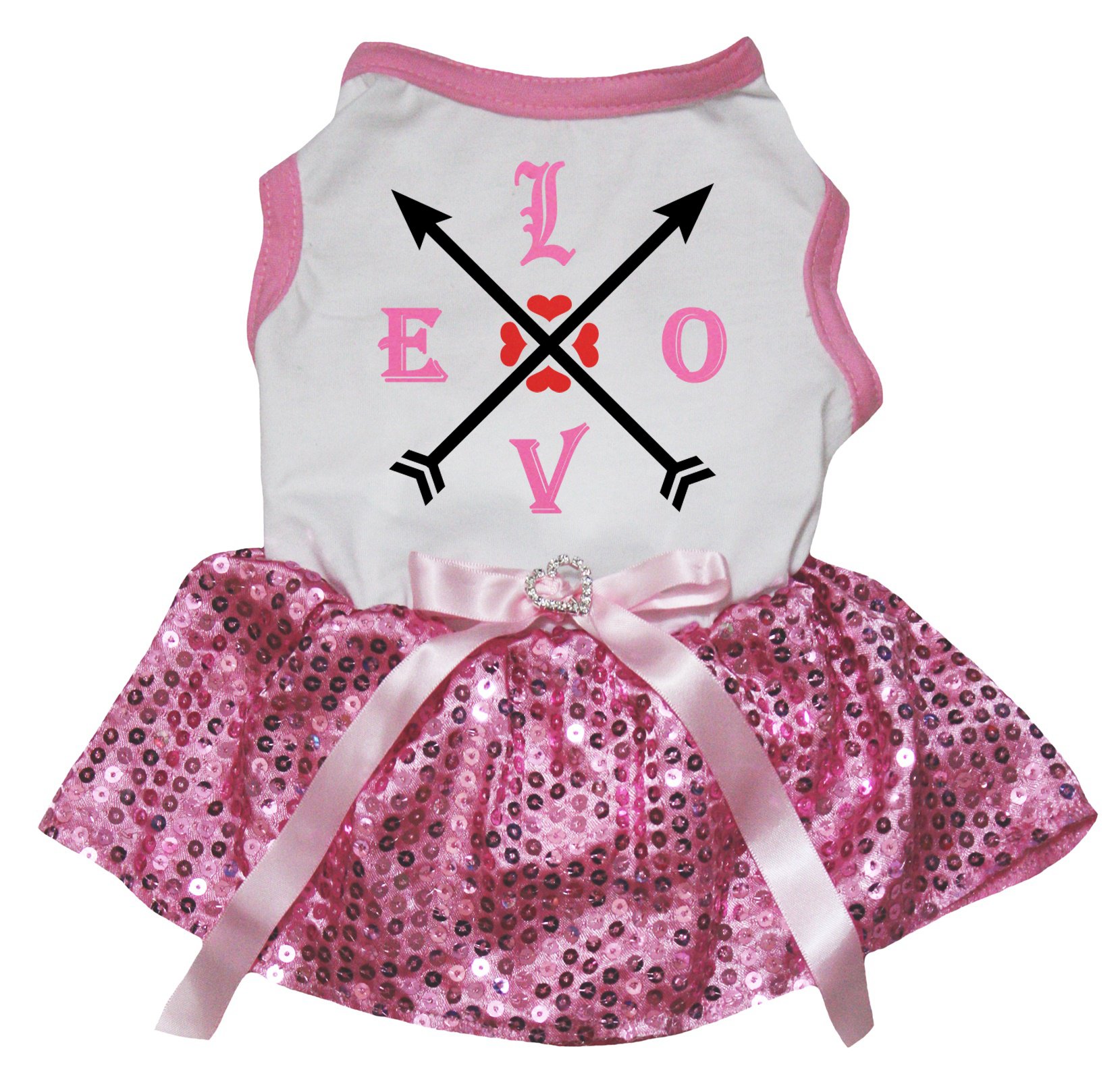 Vêtements pour chien avec tutu rose paillettes et motif amour confortable